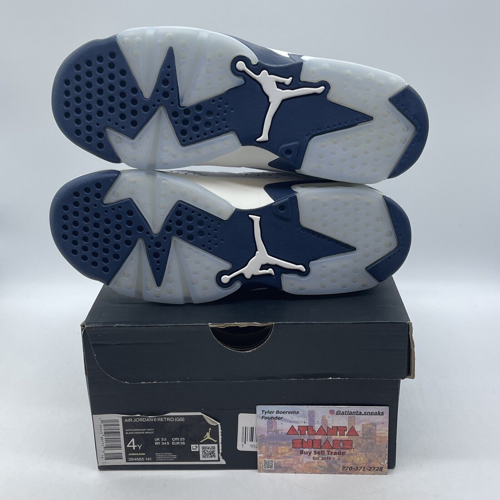 Size 4Y - Jordan 6 Retro Midnight Navy White Leather (384665-141)