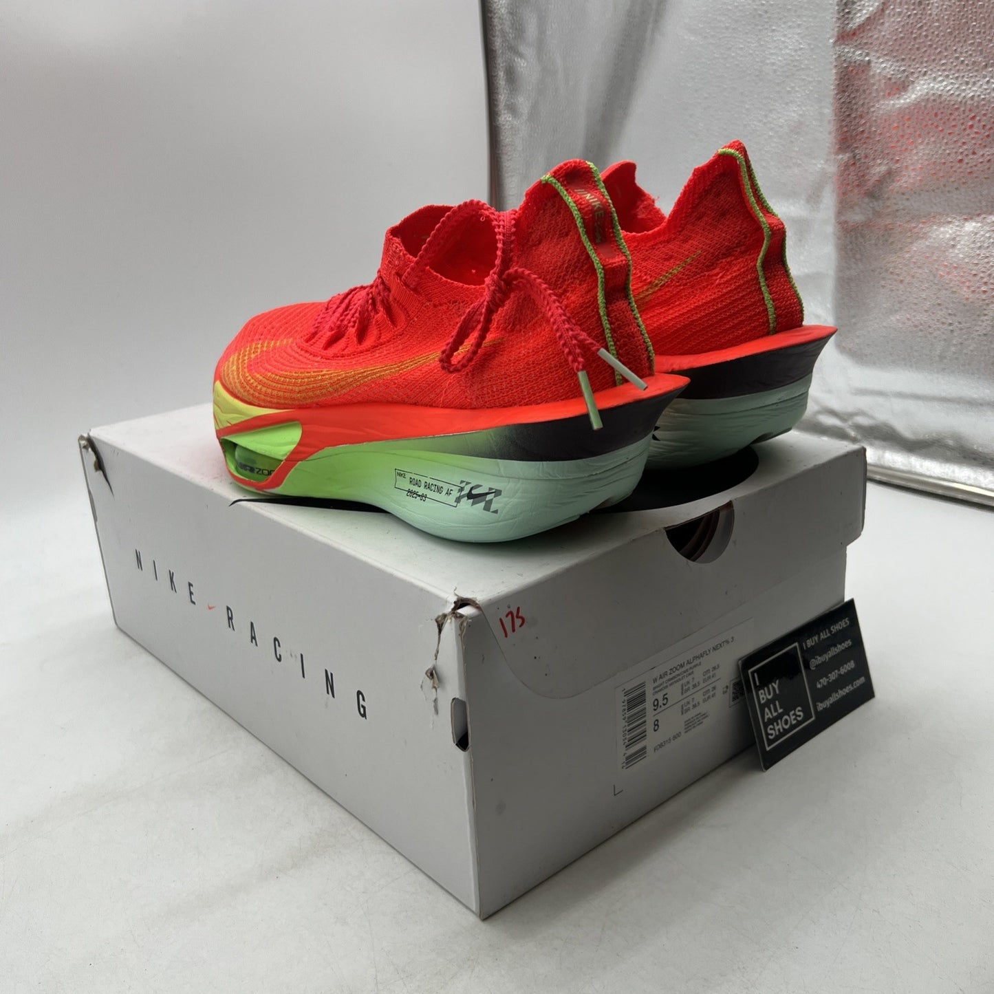 Size 9.5 - Nike Air Zoom Alphafly NEXT% 3 Bright Crimson Lime Blast W FD8315-600