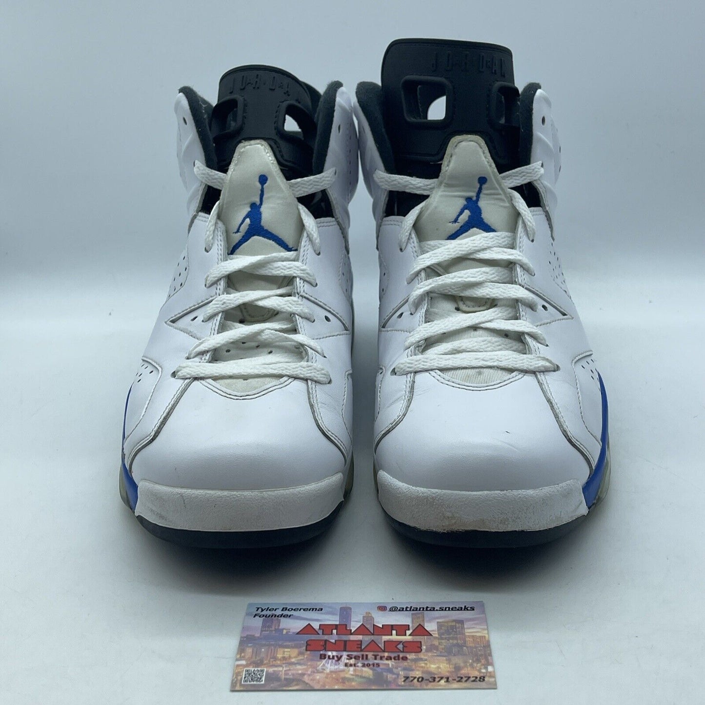 Size 9.5 - Air Jordan 6 Retro 2014 Sport Blue Black White (384664-107)