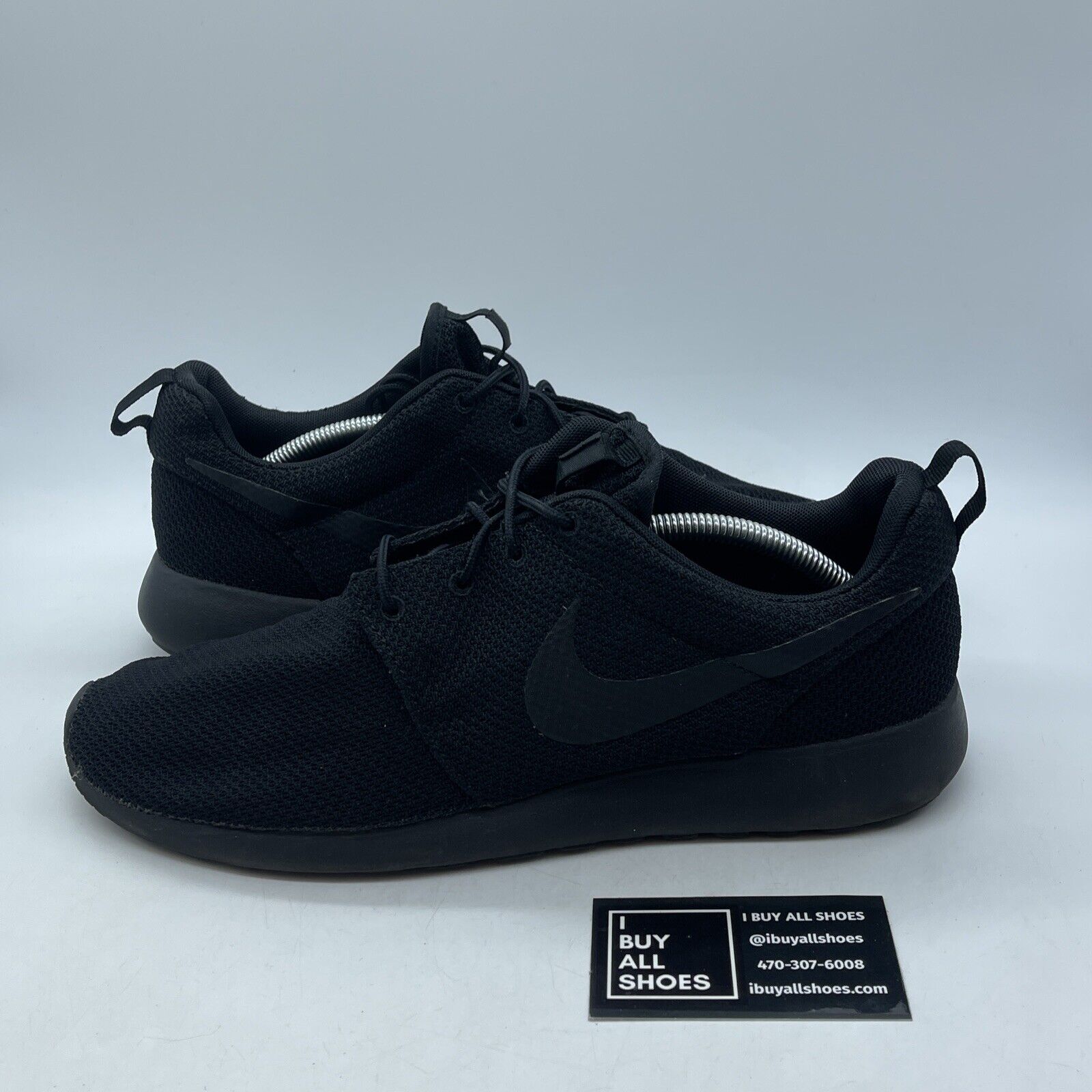 Size 12 - Nike Roshe Run Triple Black Suede Leather (511881-026)