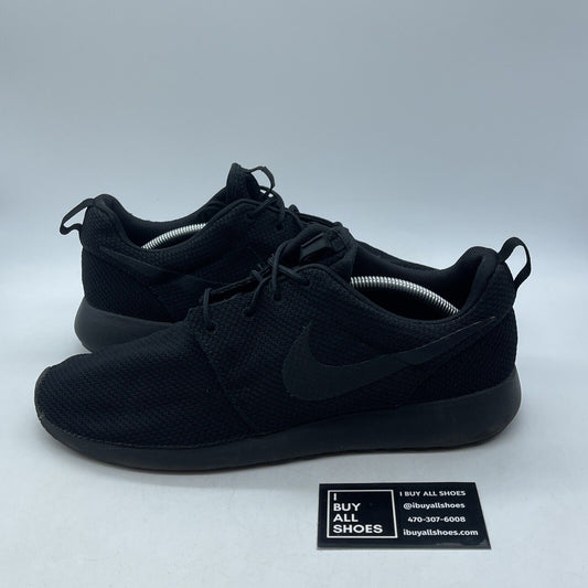 Size 12 - Nike Roshe Run Triple Black Suede Leather (511881-026)