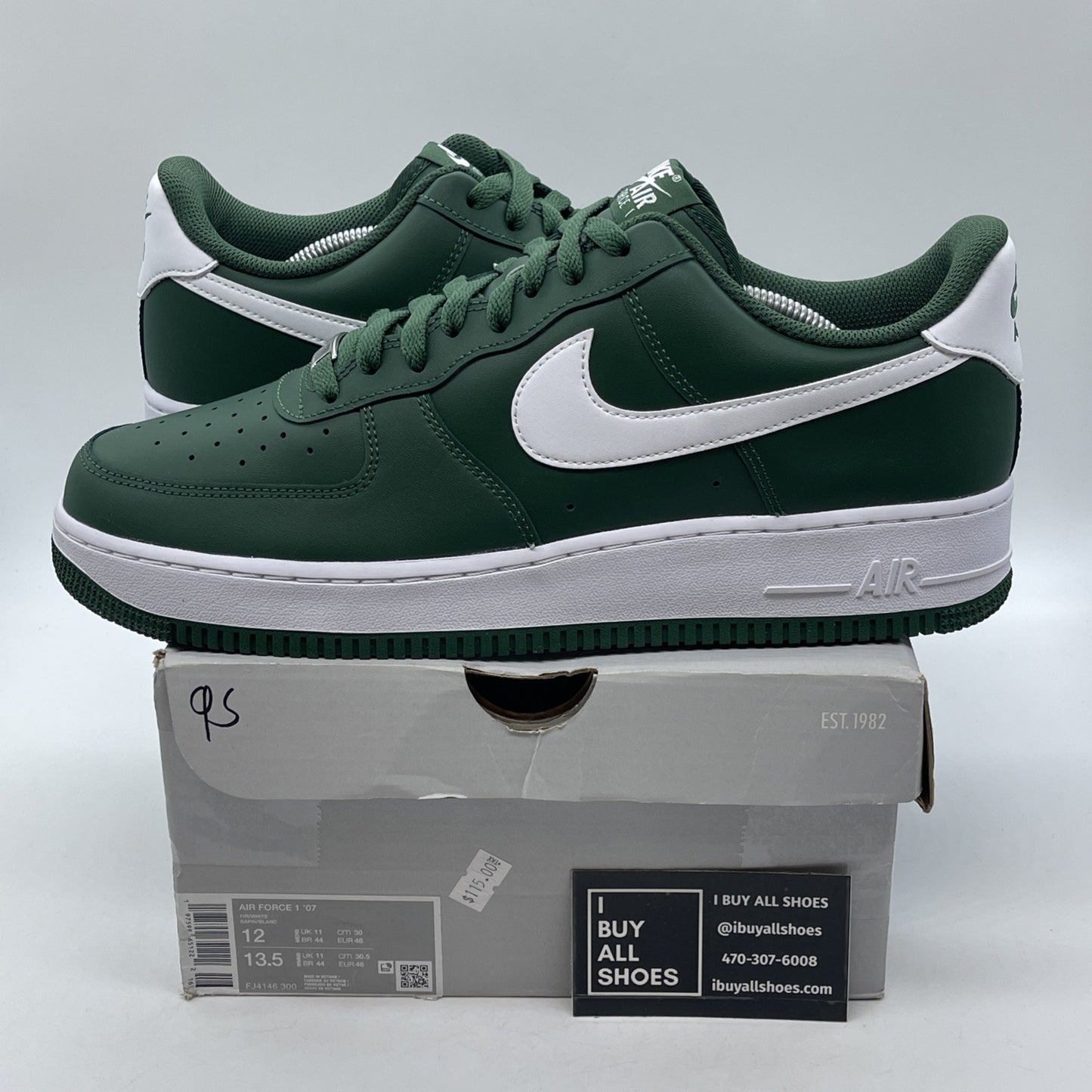 Size 12 - Nike Air Force 1 '07 Shoes Fir Dark Green White (FJ4146-300)