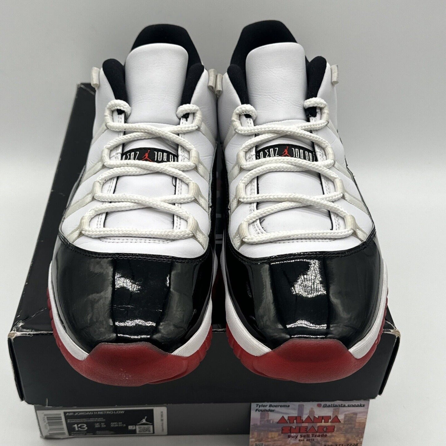 Size 13 - Jordan 11 Retro Low Concord-Bred White Black Tuxedo Red Sole Icy Cream