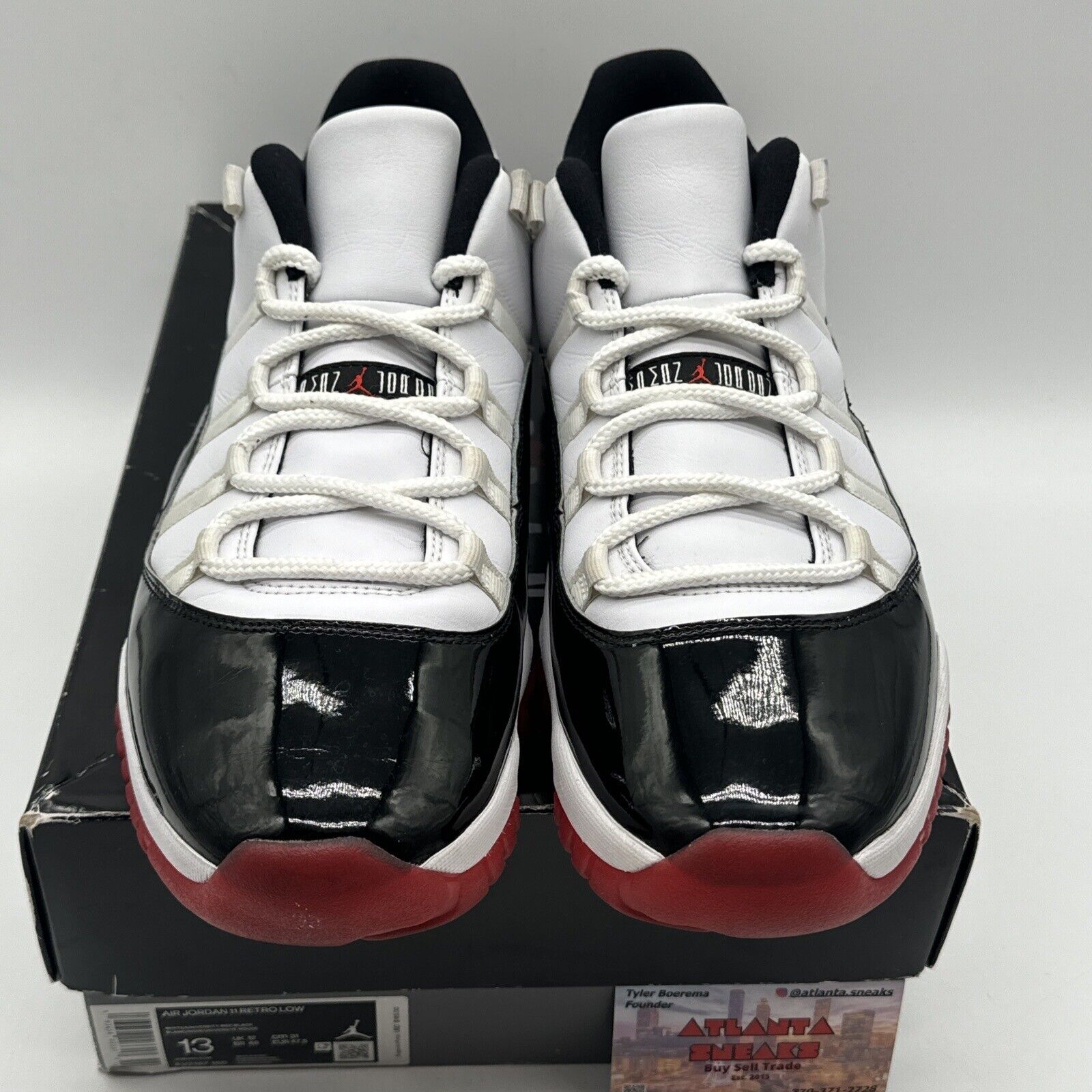 Size 13 - Jordan 11 Retro Low Concord-Bred White Black Tuxedo Red Sole Icy Cream