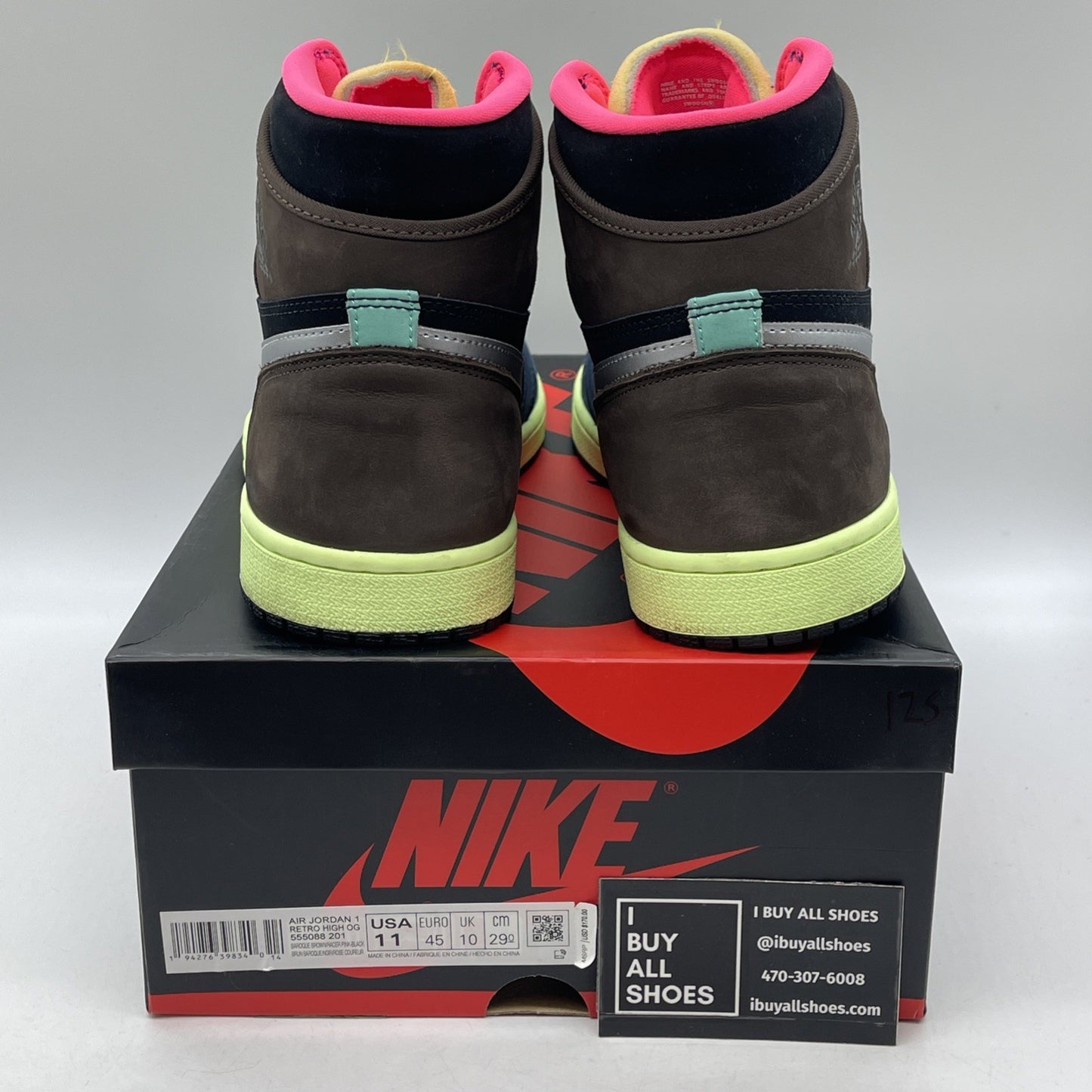 Size 11 - Jordan 1 Retro High Tokyo Bio Hack Black Brown Suede (555088-201)