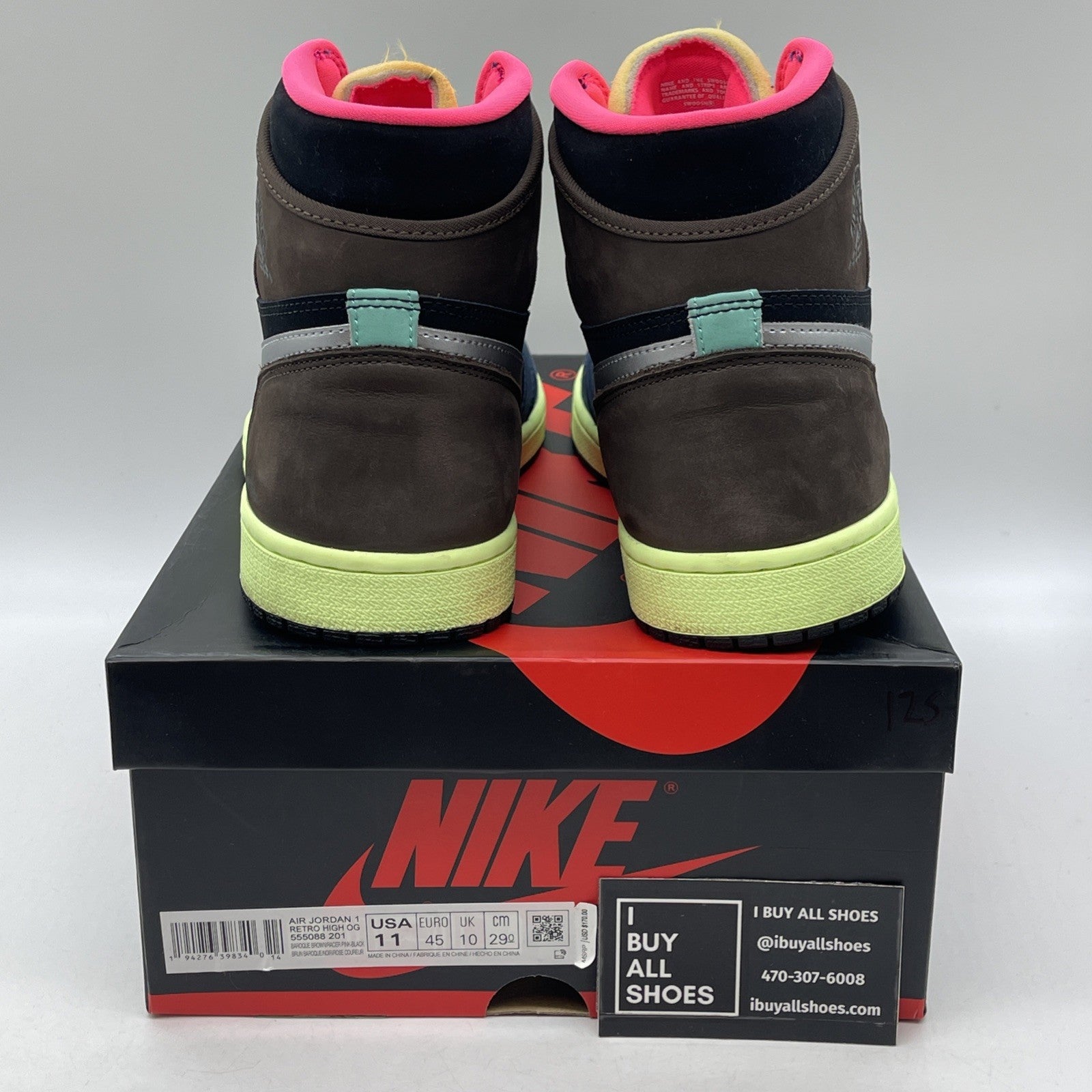 Size 11 - Jordan 1 Retro High Tokyo Bio Hack Black Brown Suede (555088-201)