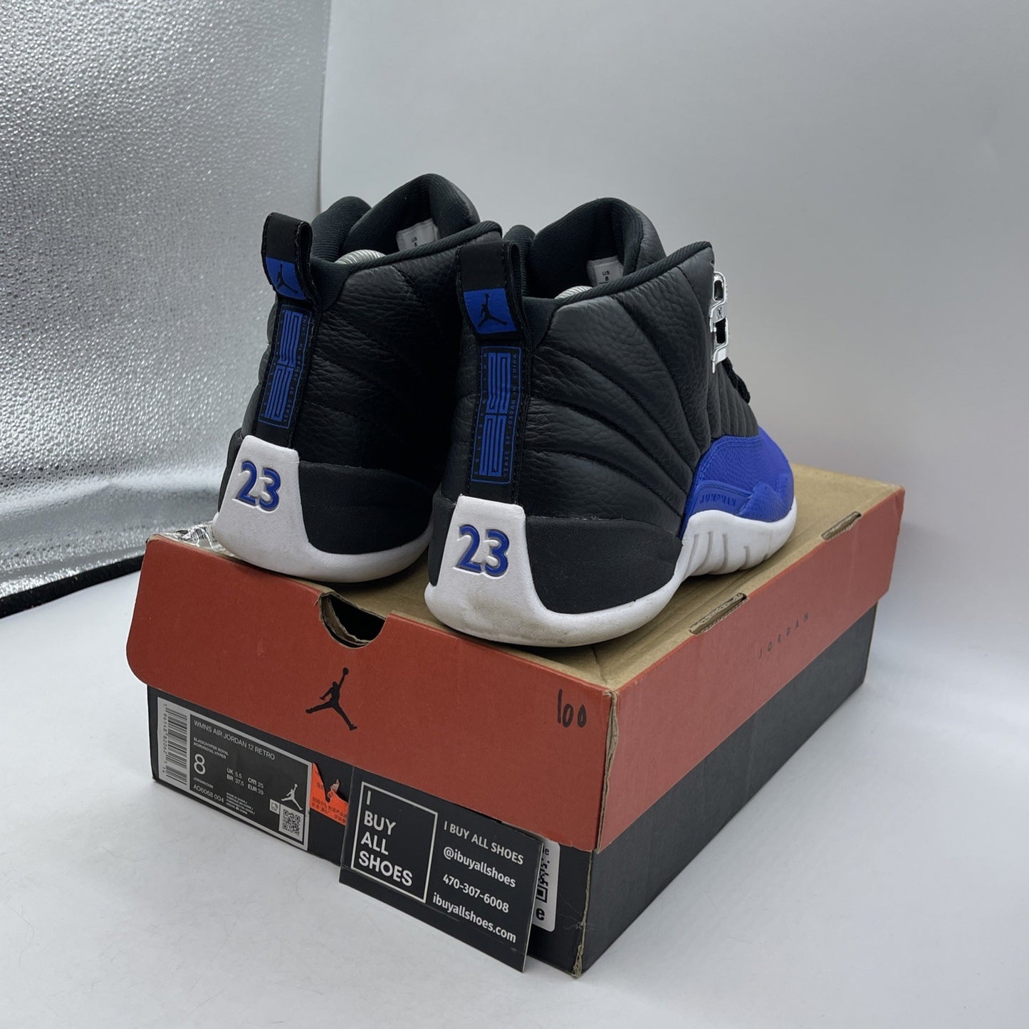 Size 8W - Air Jordan 12 Retro Hyper Royal Blue Black Leather (AO6068-004)