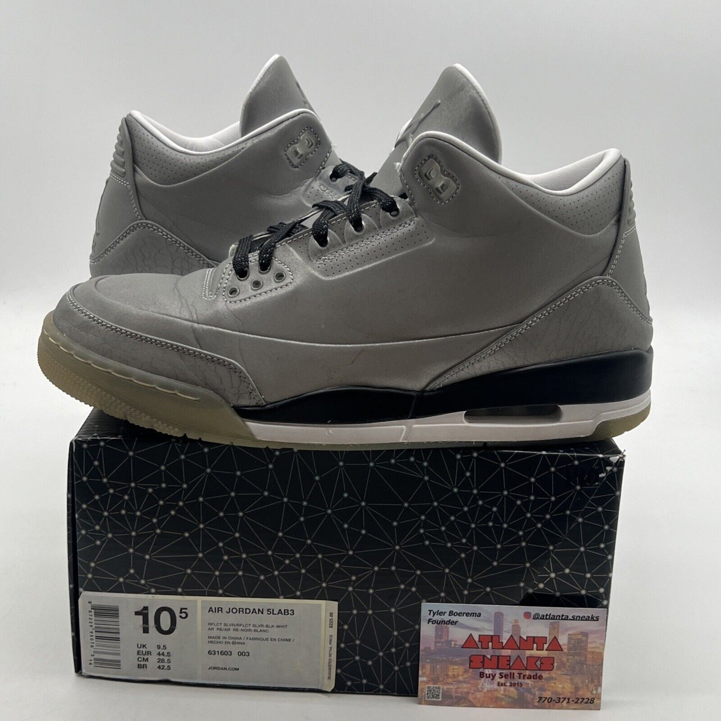 Size 10.5 - Air Jordan 3 5Lab3 Reflective Silver (631603-003)