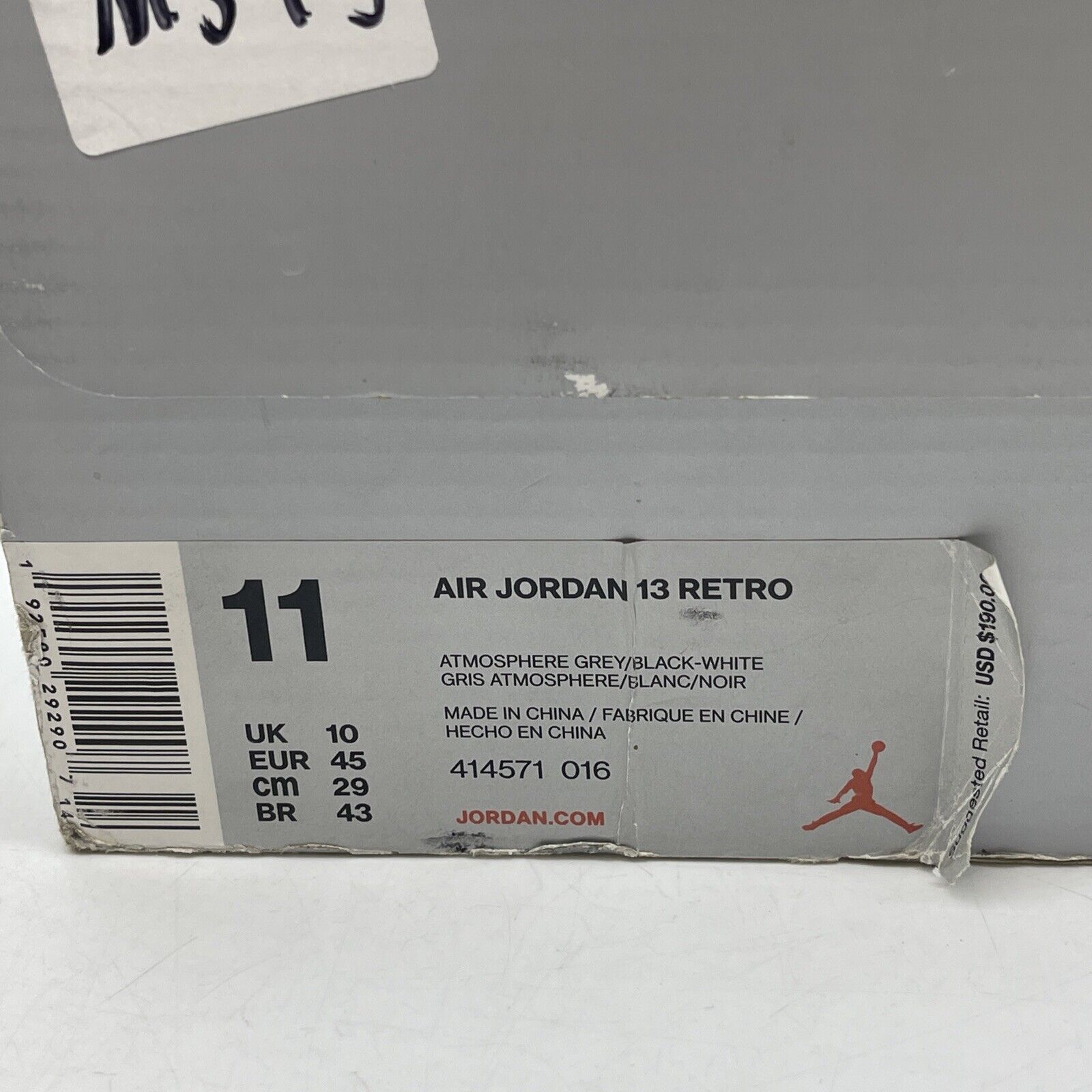 Size 11 - Air Jordan 13 Retro Atmosphere Grey White Suede Leather (414571-016)