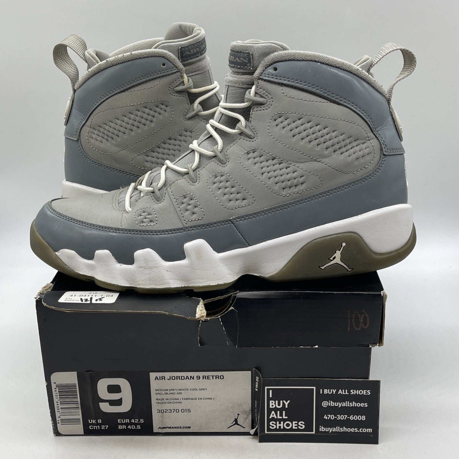 Size 9 - Air Jordan 9 Retro 2012 Cool Grey (302370-015)