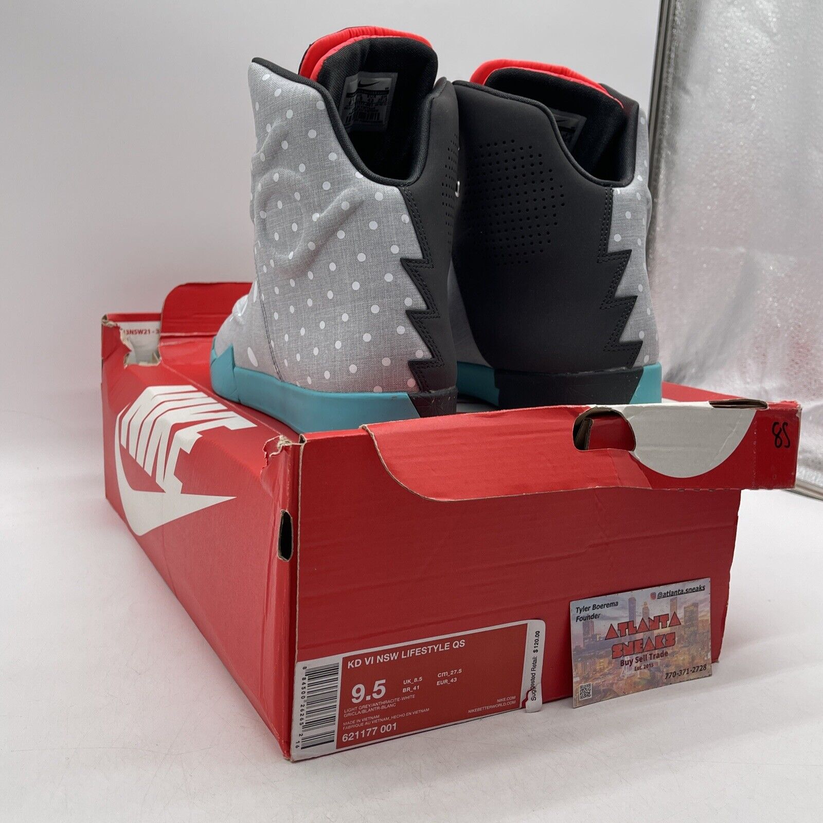 Size 9.5 - Nike KD 6 Nsw Lifestyle Qs Birthday Grey Blue Suede (621177-001)