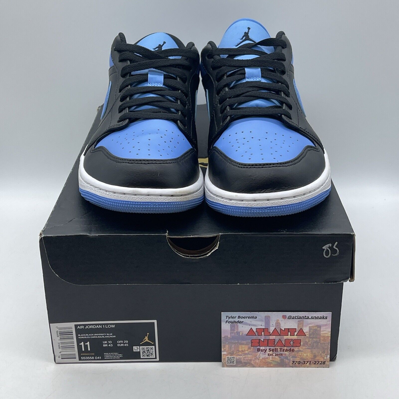 Size 11 - Air Jordan 1 Low University Blue White black Leather (553558-041)