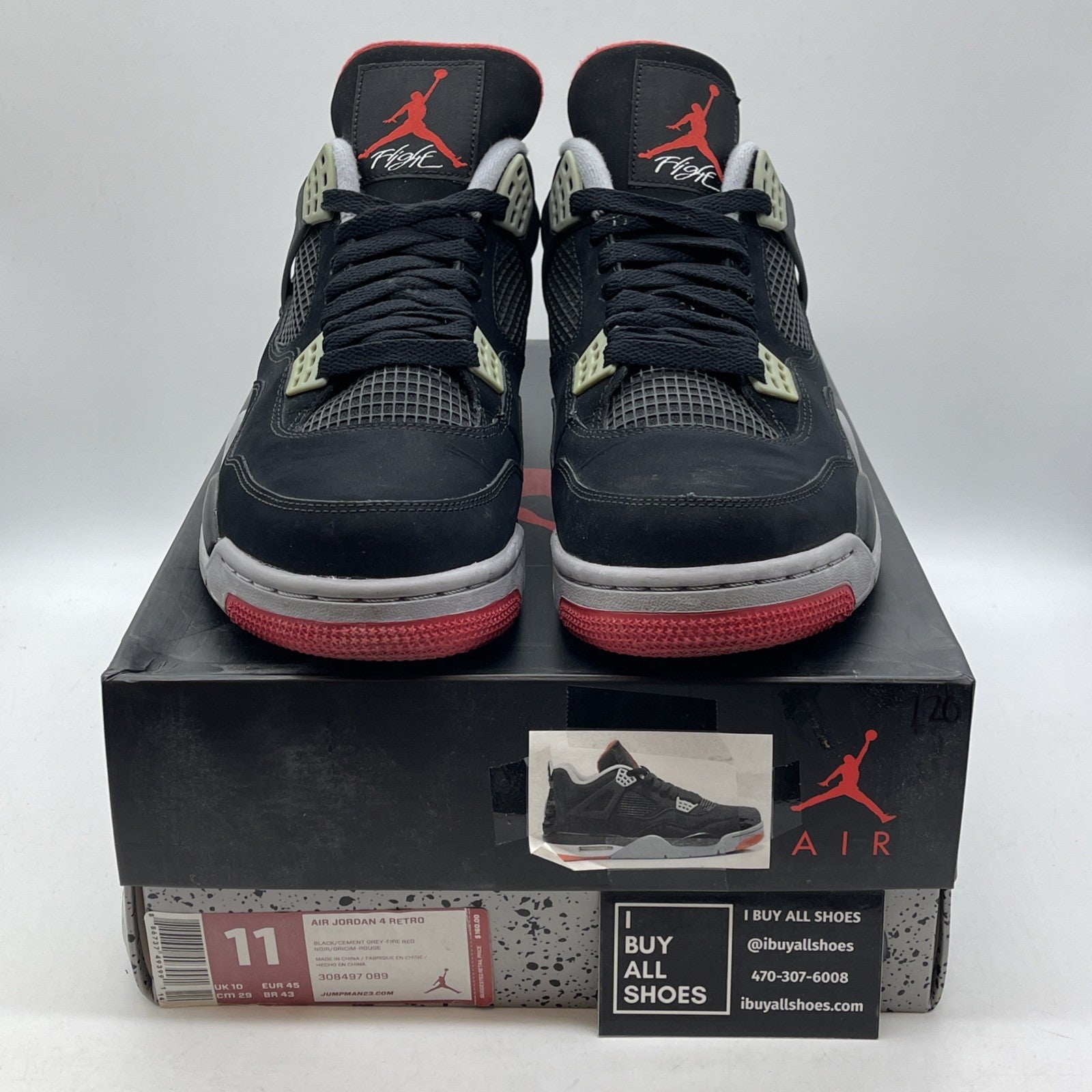 Size 11 - Jordan 4 Retro bred Black Red Suede (308497-089)
