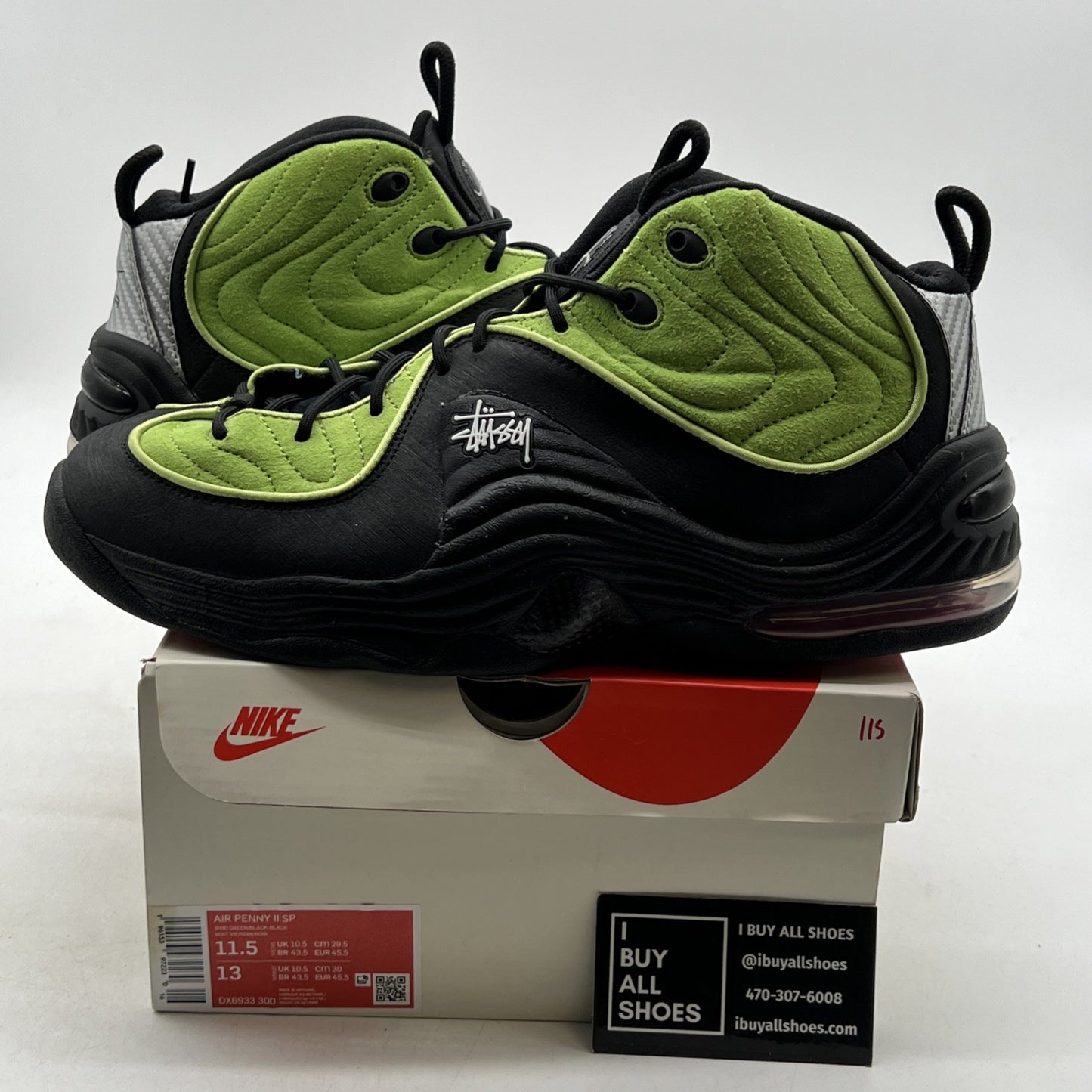 Size 11.5 - Nike Stussy x Air Penny 2 Vivid Green (DX6933-300)