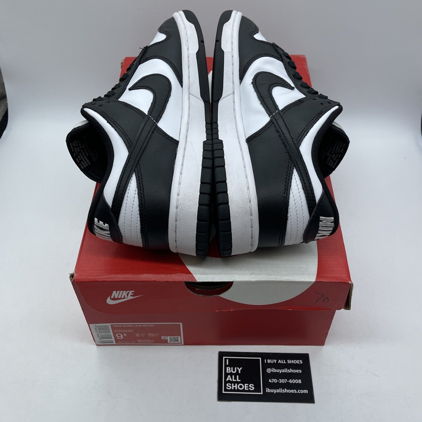 Size 9.5 - Nike Dunk Low Black White Leather (DD1391-100)