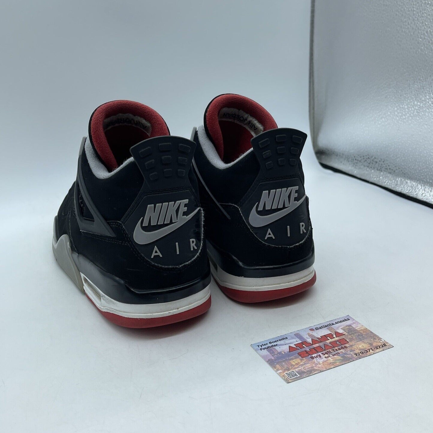 Size 10 - Jordan 4 Retro OG Mid Bred 2019 Black Suede Leather (308497-060)