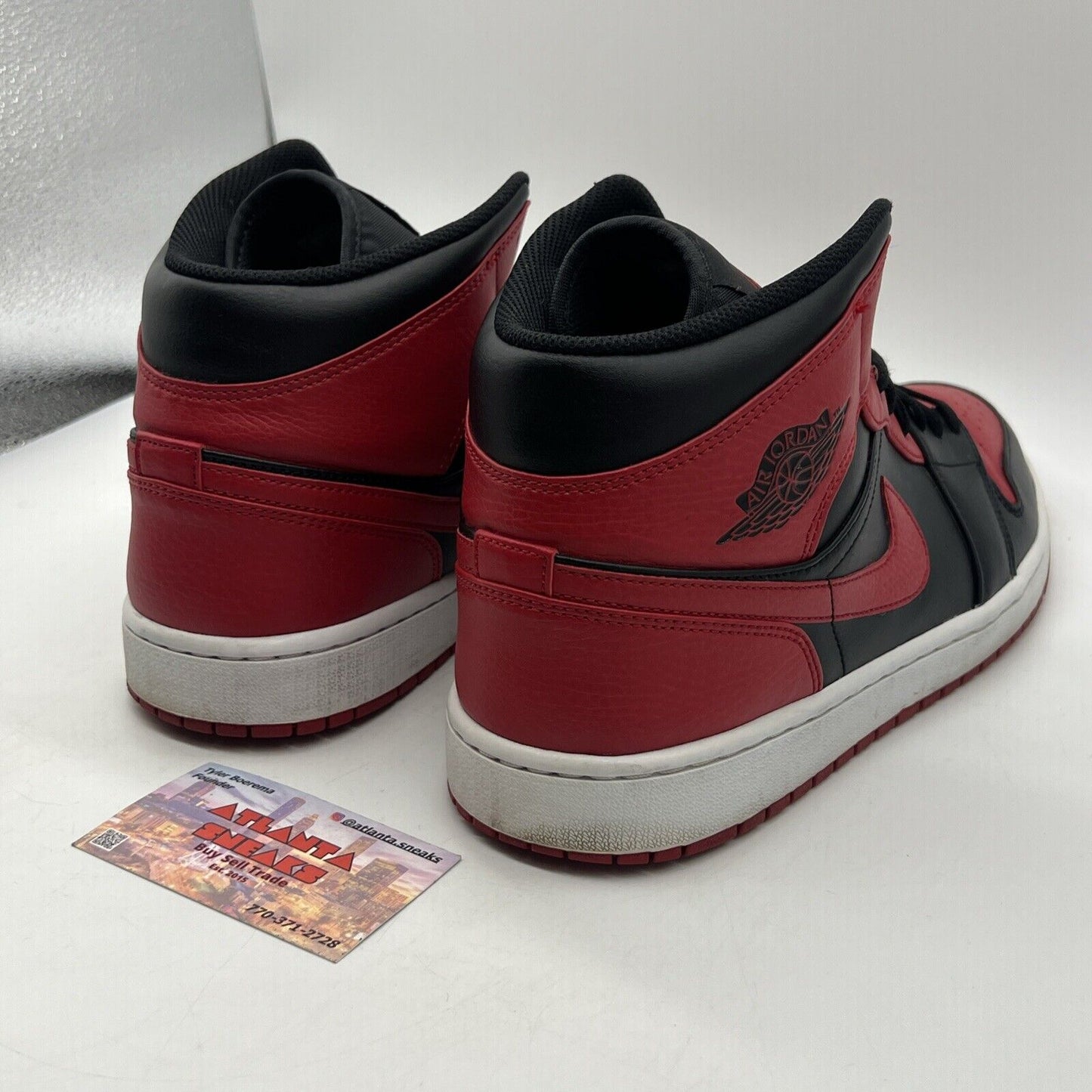 Size 13 - Jordan 1 Mid Banned 2020 Black Red White Leather (554724-074)