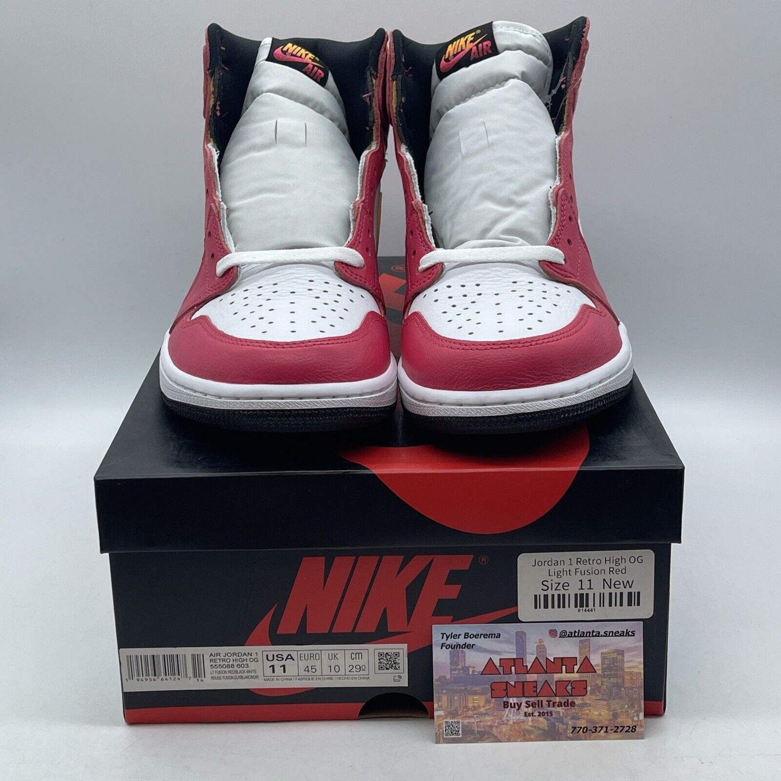 Size 11 - Jordan 1 Retro High OG Light Fusion Red 2021 Leather (555088-603)