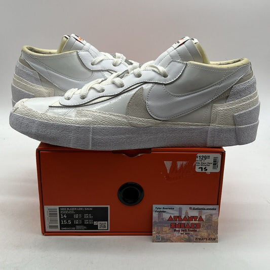 Size 14 - Nike sacai x Blazer Low White Patent (DM6443-100)