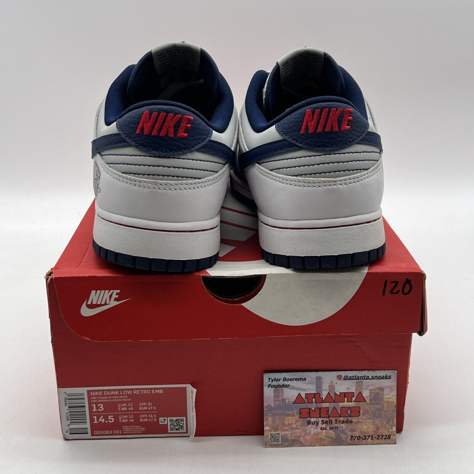 Size 13 - Nike NBA x Dunk EMB Low 75th Anniversary - Nets White (DD3363-001)