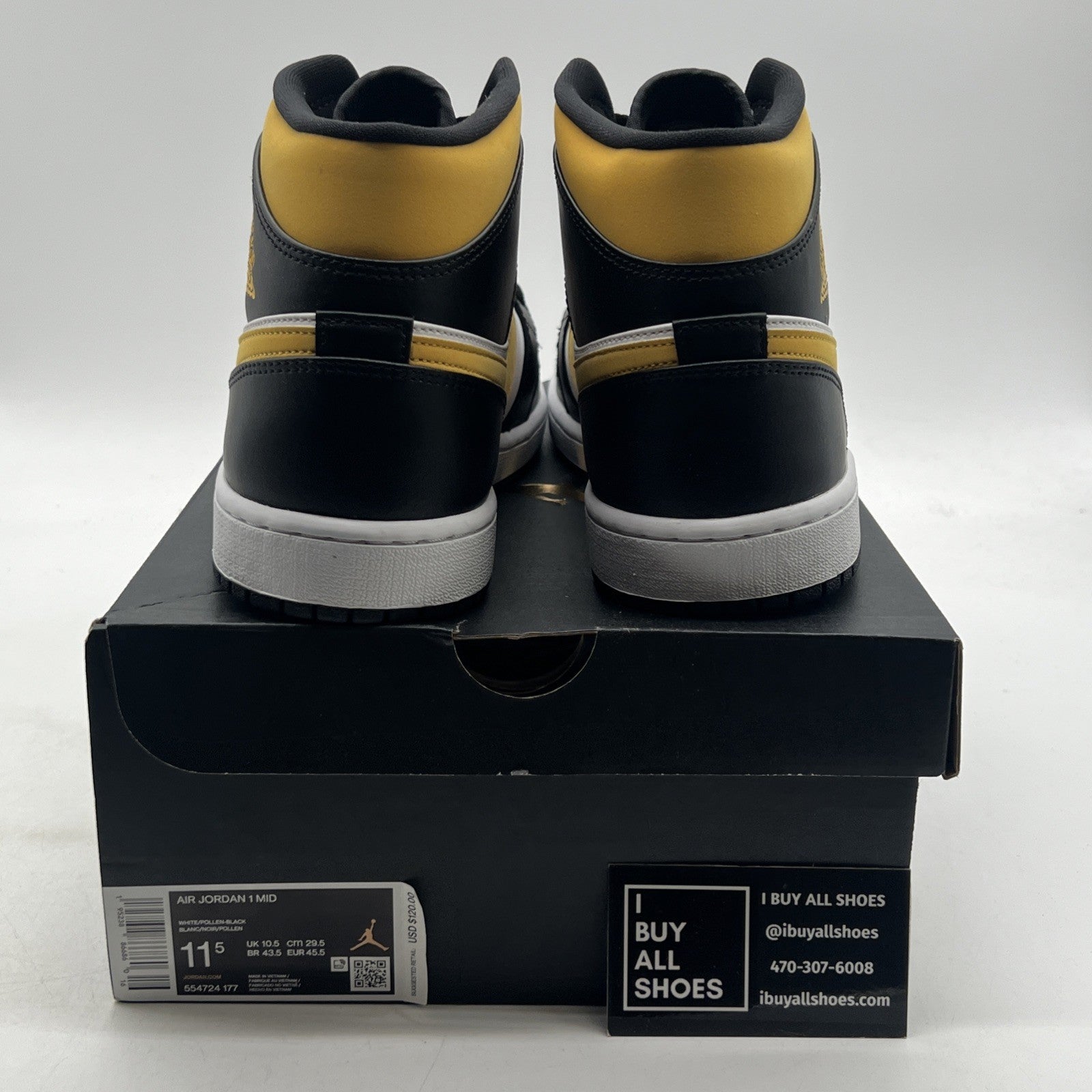 Size 11.5 - Air Jordan 1 Mid Black University Gold (554724-177)