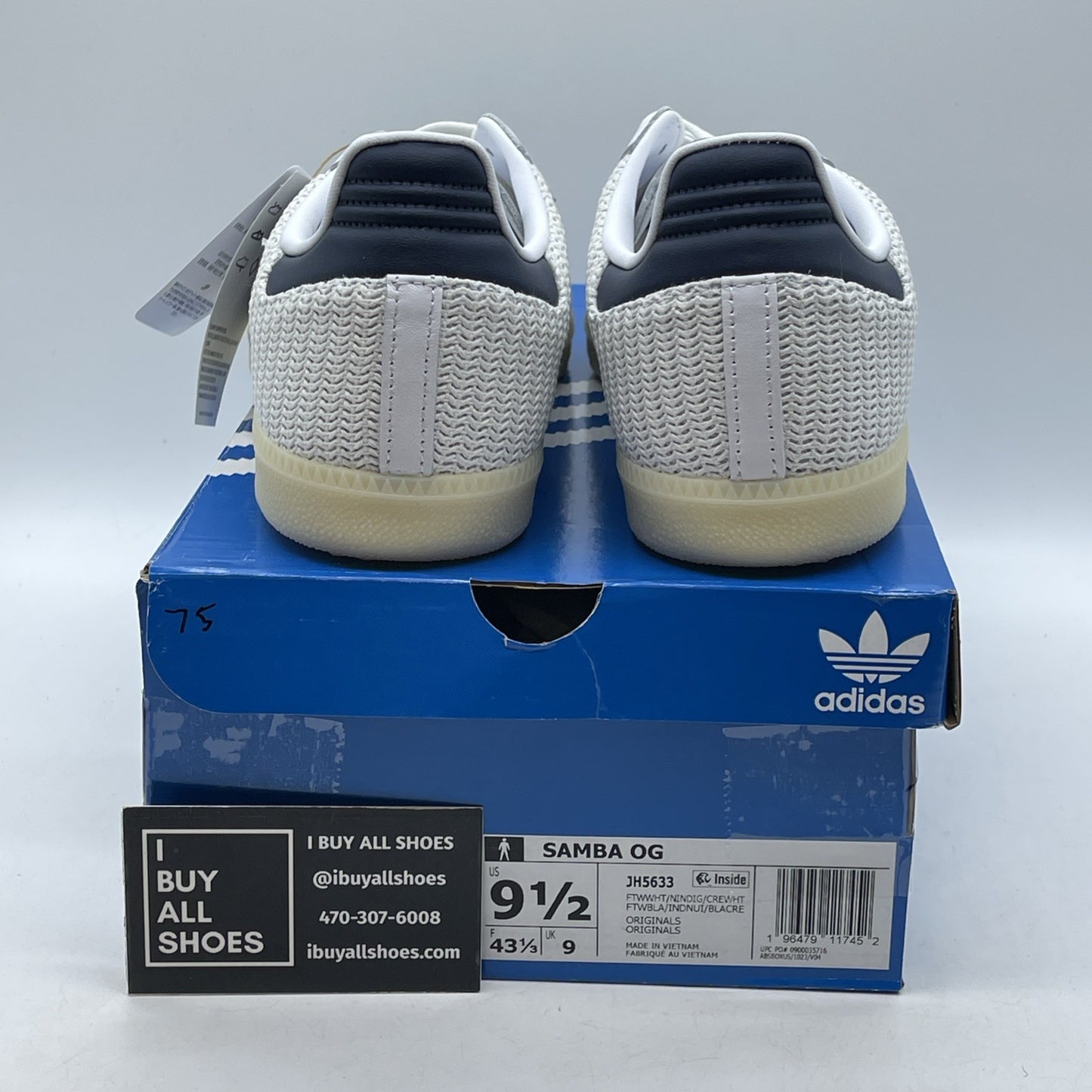 Size 9.5 - adidas Samba OG White Night Indigo Cream Blue White (JH5633)