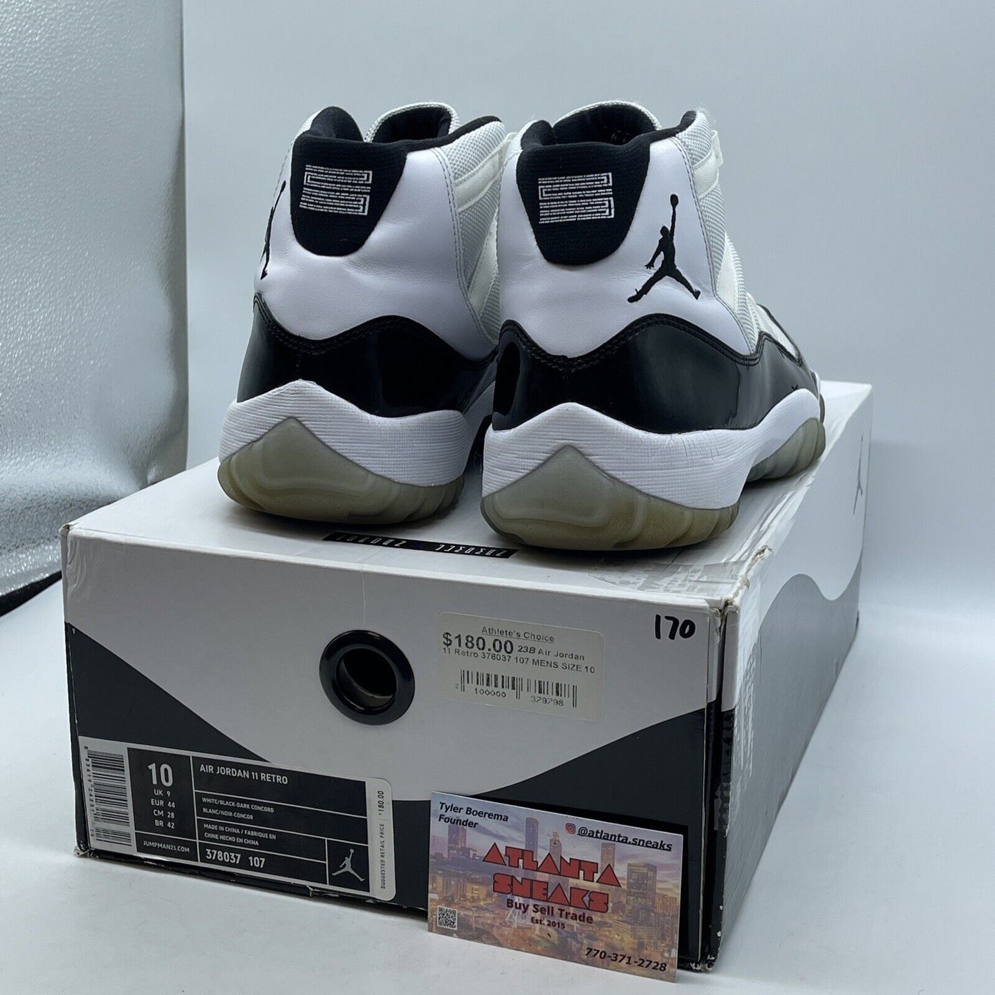Size 10 - Jordan 11 Retro Concord 2011 Black White Leather Suede (378037-107)