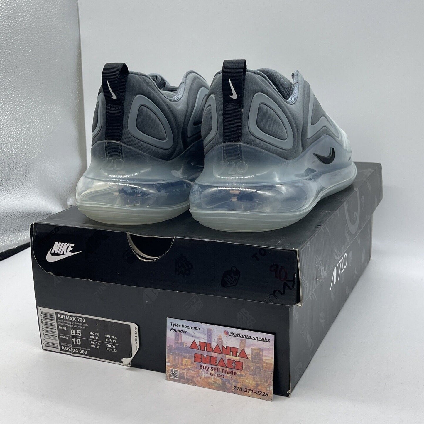 Size 8.5 - Nike Air Max 720 Cool Grey Black Suede Leather (AO2924-002)