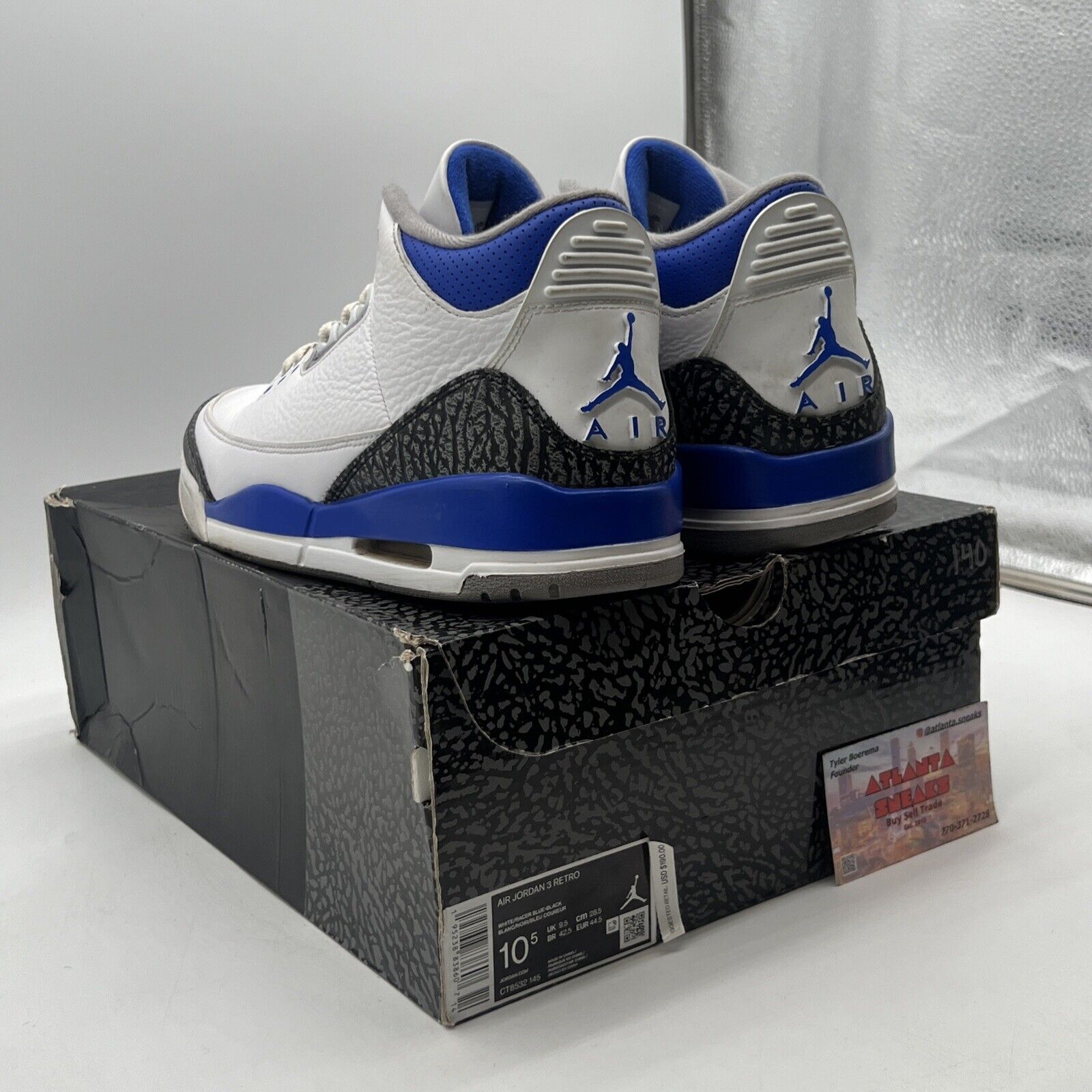 Size 10.5 - Jordan 3 Retro Mid Racer Blue White Black Leather (CT8532-145)