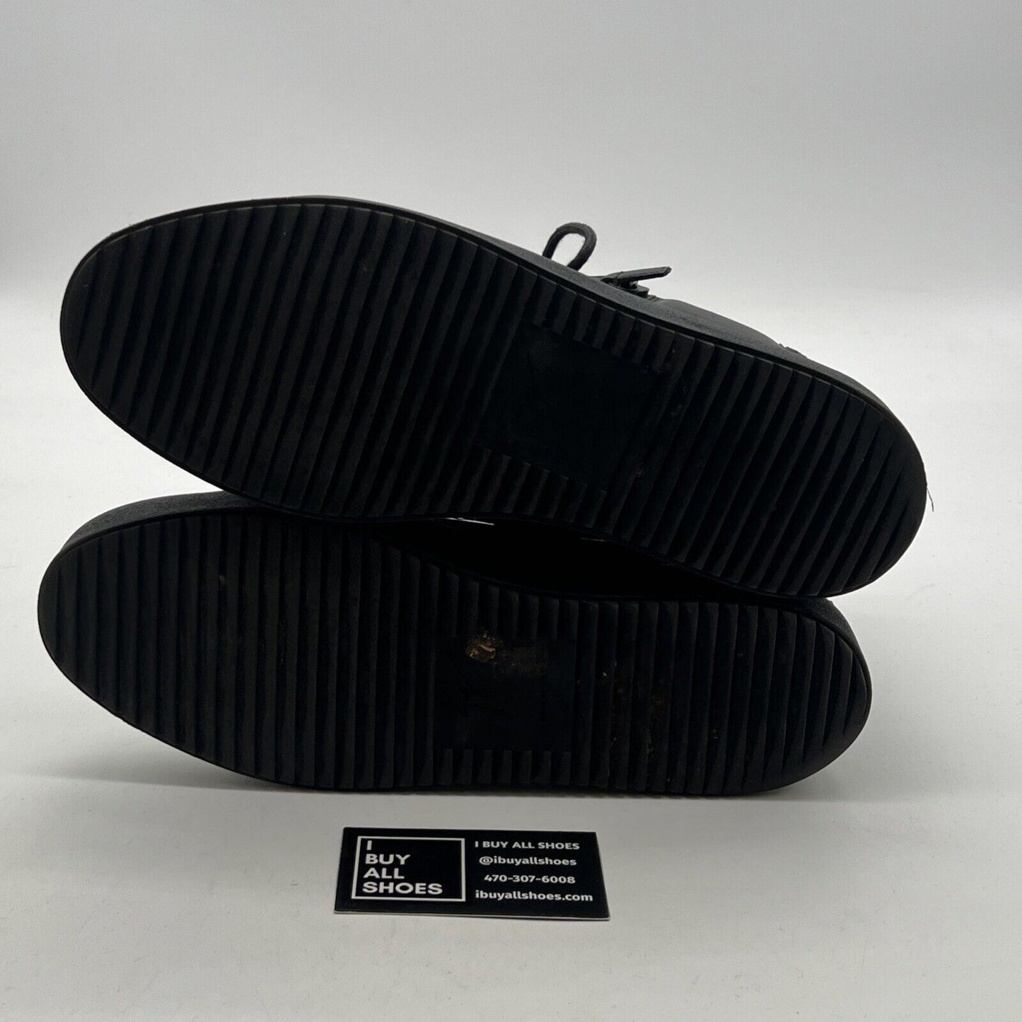 Size 10 - Giuseppe Zanotti Metal Signature Logo Black Leather High Top Sneaker