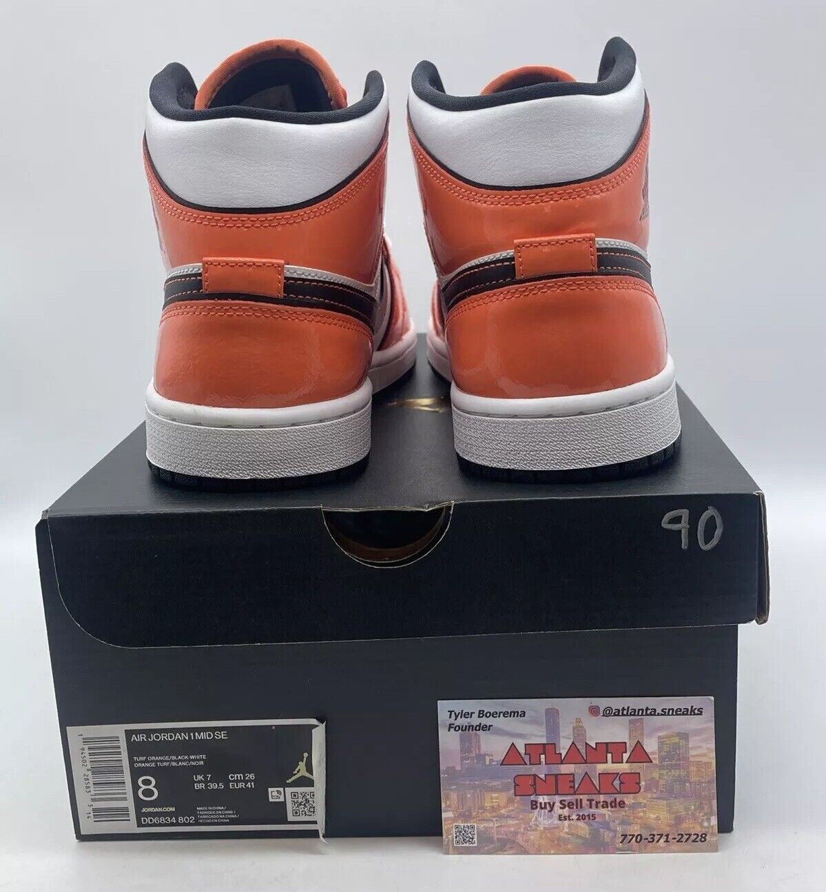 Size 8 - Air Jordan 1 SE Mid Turf Orange White Black Leather (DD6834-802)