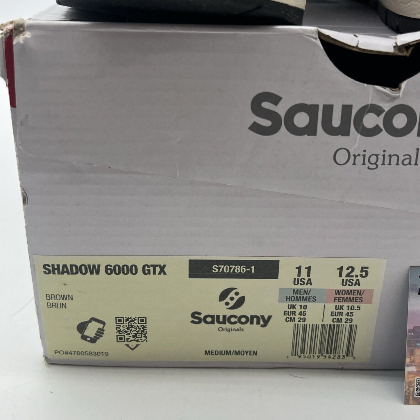 Size 11 - Saucony Originals Shadow 6000 GTX GORE-TEX Brown Sneakers (S70786-1)