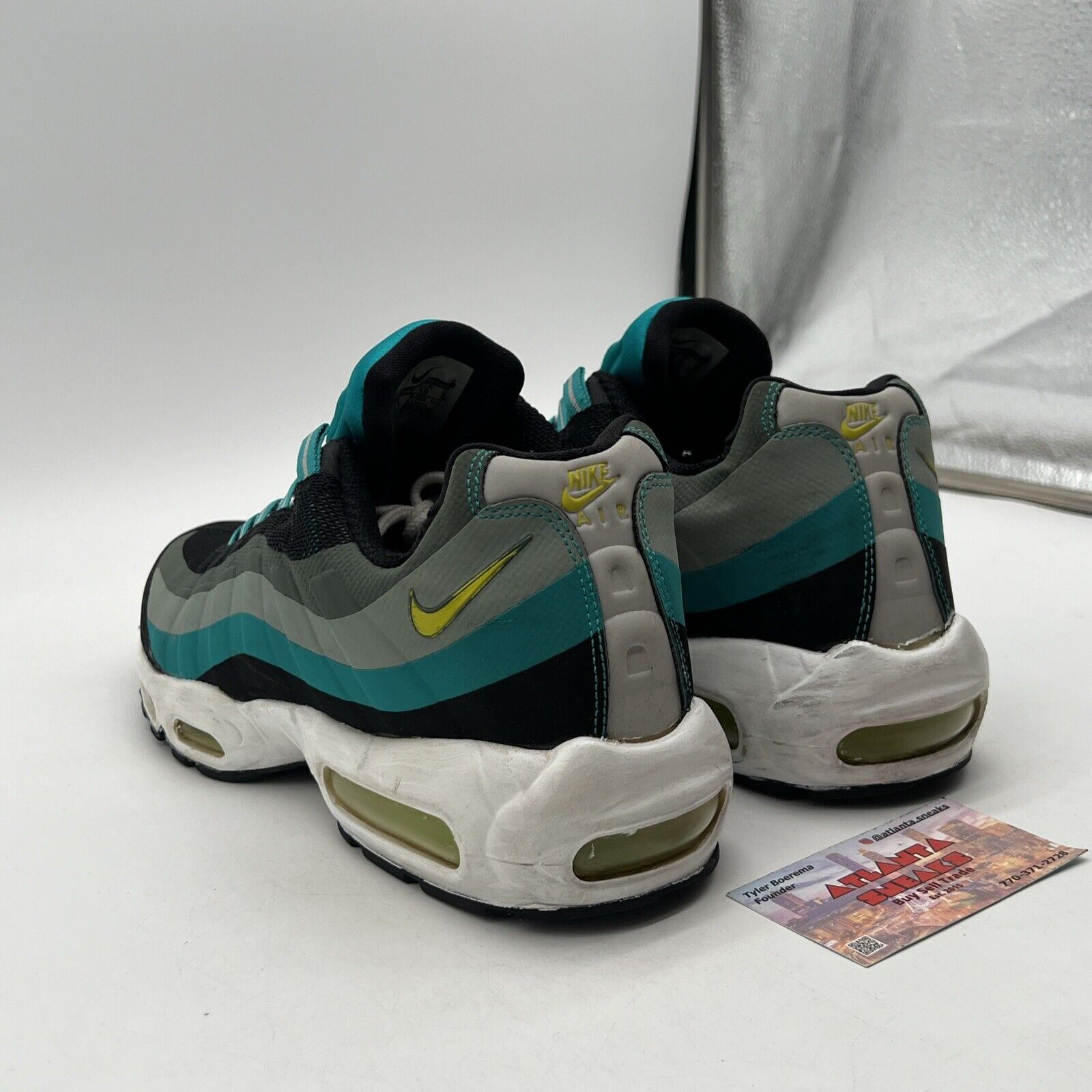 Size 11 - Nike Air Max 95 No Sew Black Teal Grey Black White Suede (616190-033)