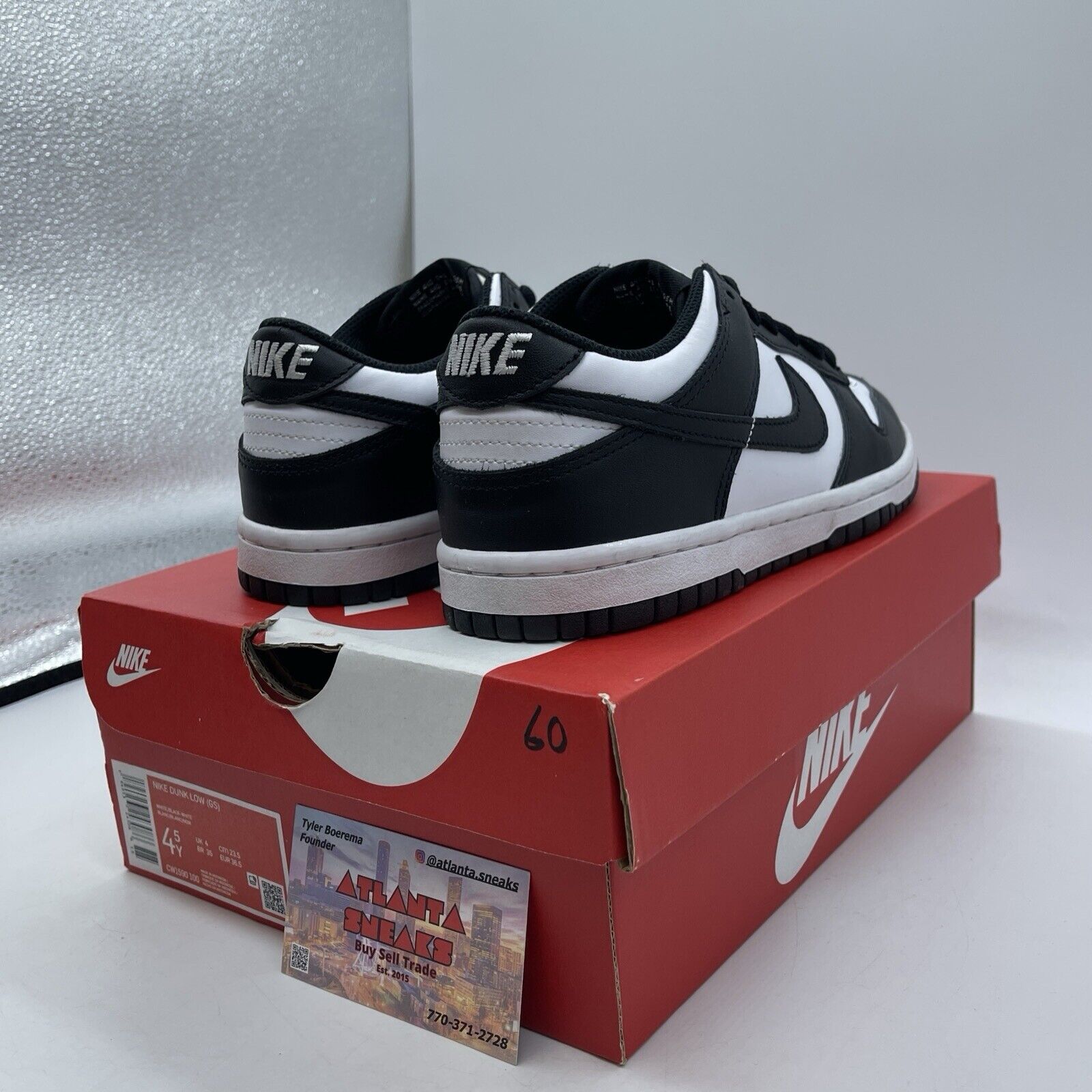 Size 4.5Y - Dunk Low GS Black white Leather  (CW1590-100)