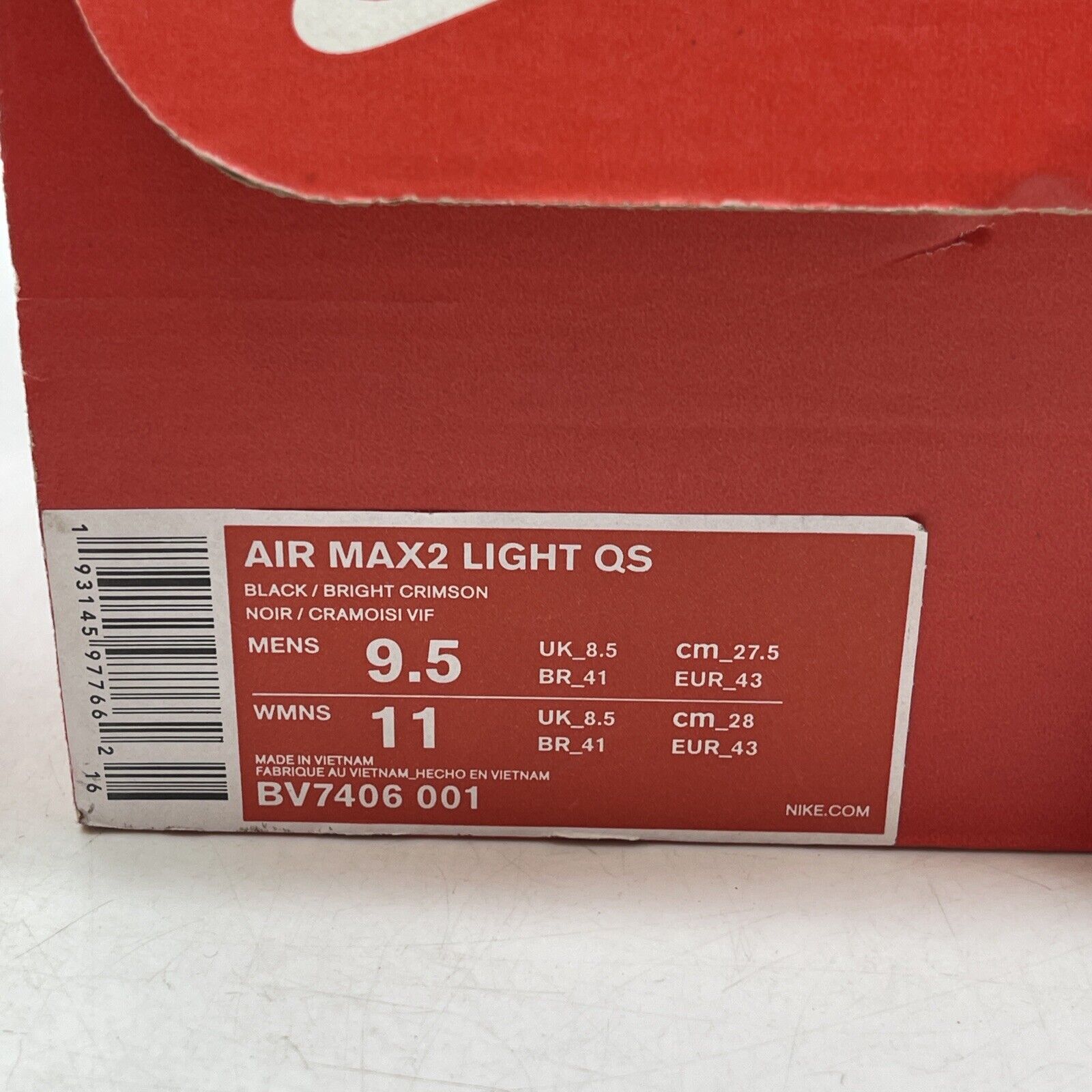 Size 9.5 - Nike Atmos x Air Max 2 Light QS Logos White Black Pink (BV7406-001)