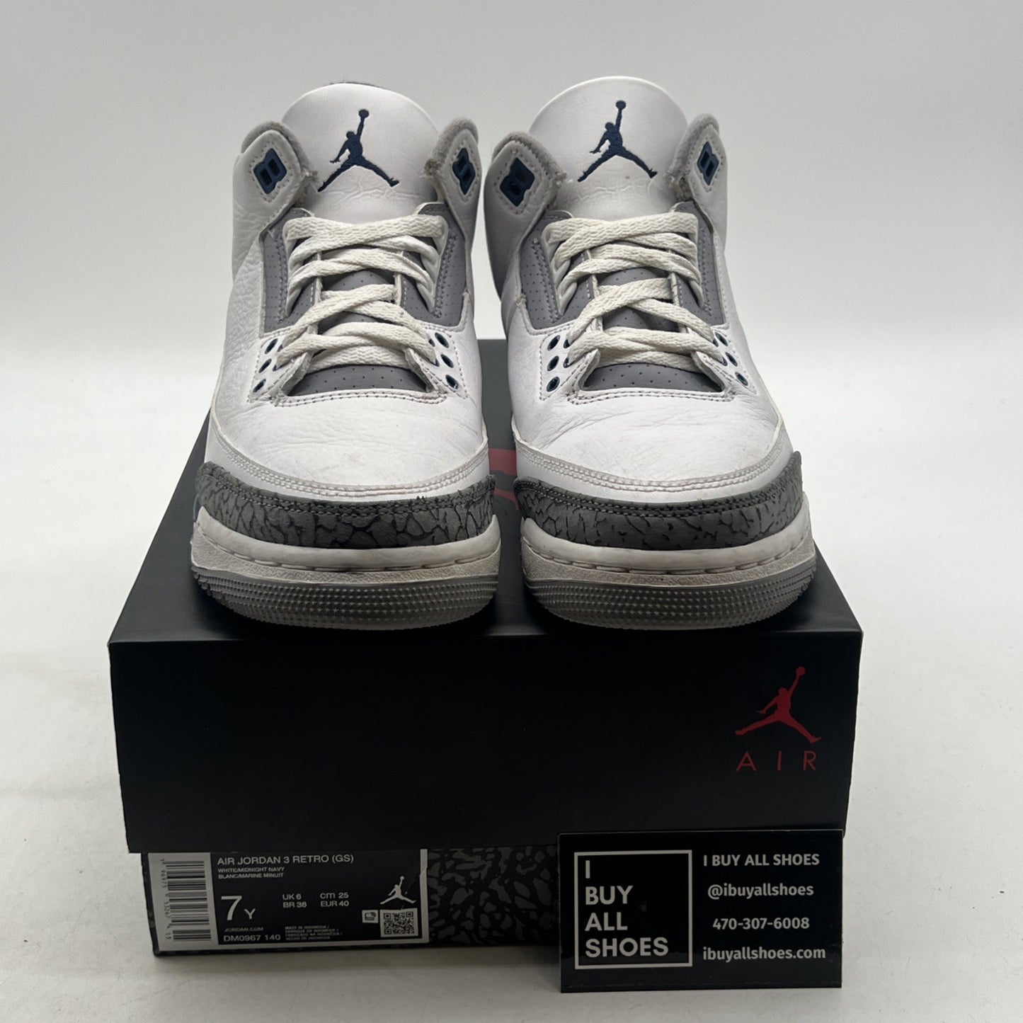 Size 7Y - Air Jordan 3 Retro Midnight Navy (DM0967-140)