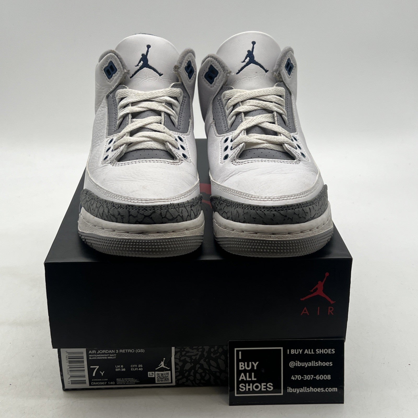 Size 7Y - Air Jordan 3 Retro Midnight Navy (DM0967-140)