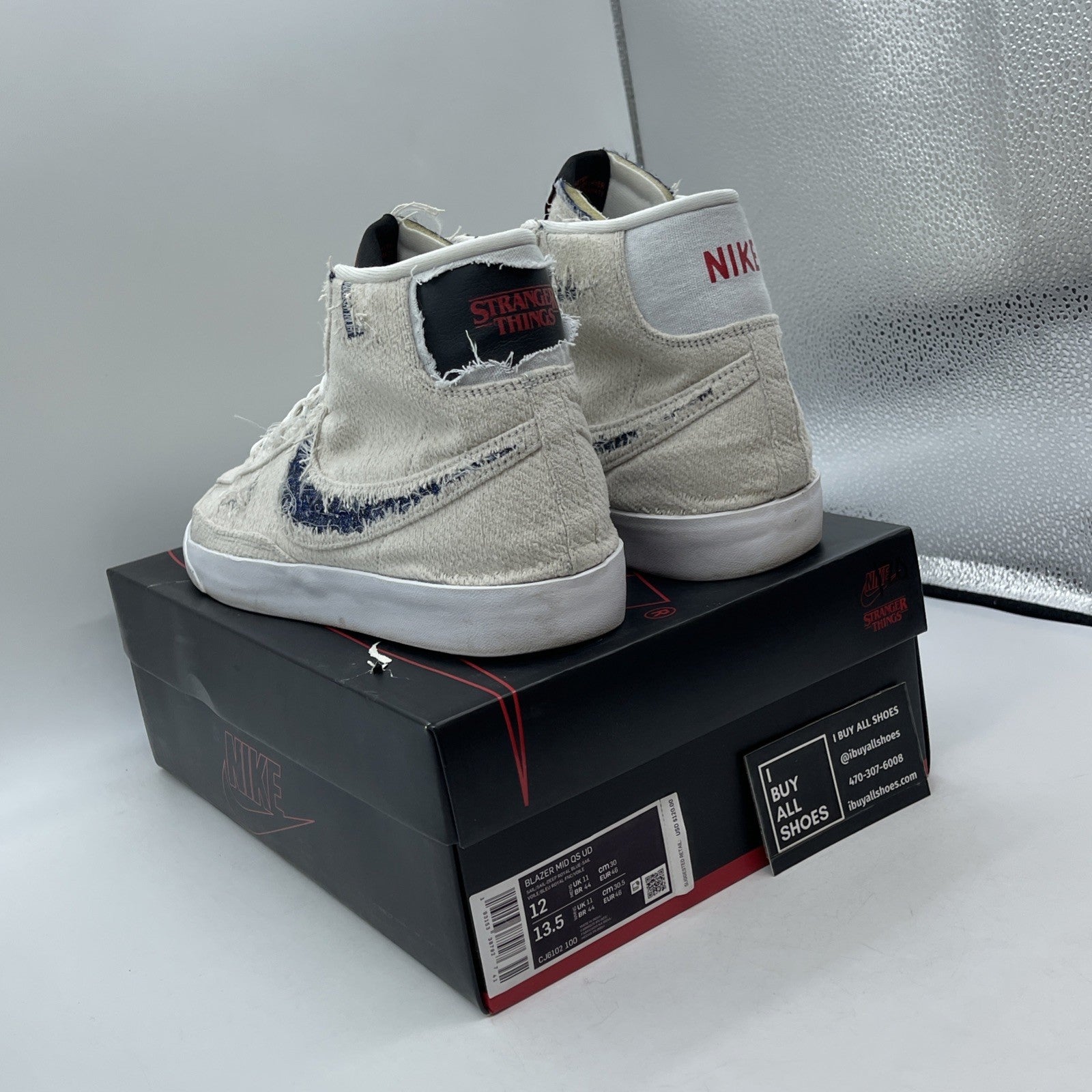 Size 12 - Nike Stranger Things x Blazer QS Mid Upside Down Grey (CJ6102-100)
