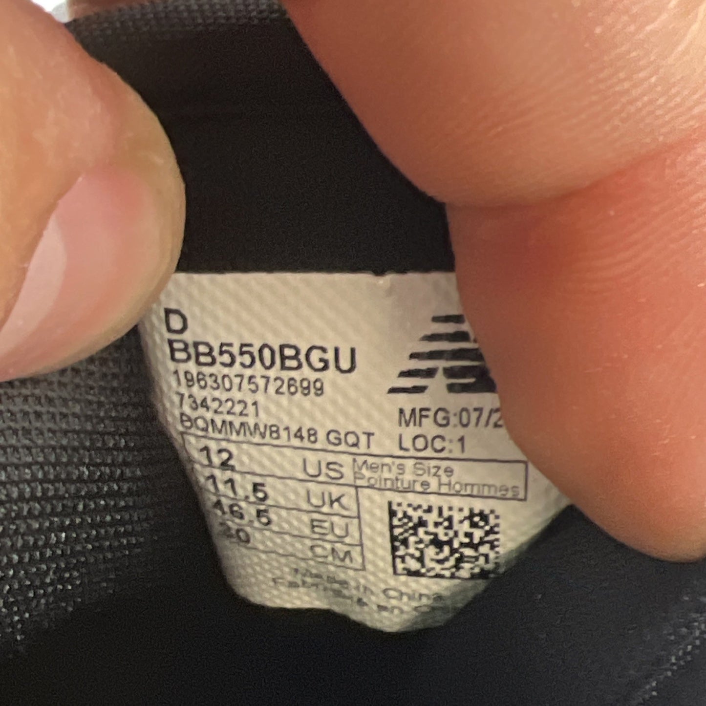 Size 12 - New Balance 550 Black Gum (BB550BGU)