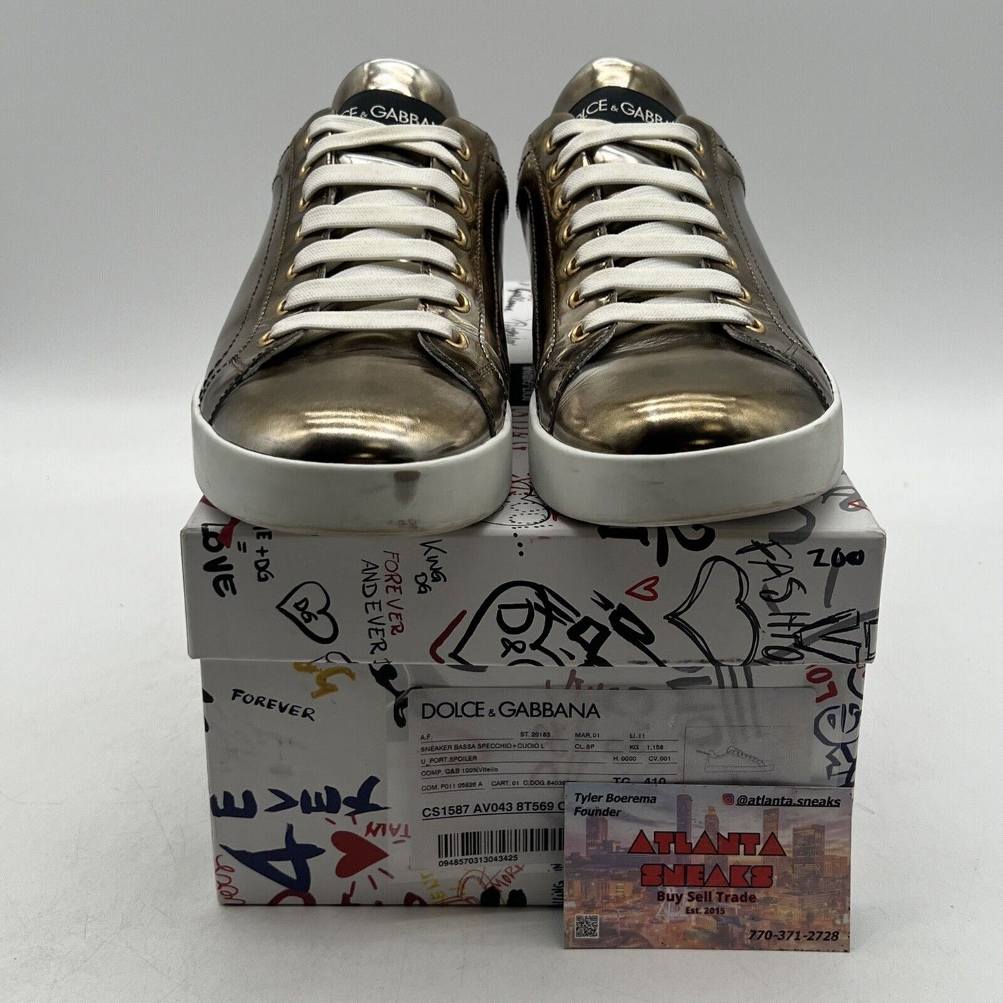 DOLCE & GABBANA Shoes Sneaker Portofino Bronze Leather Logo