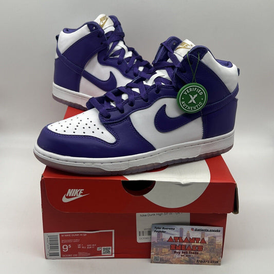 Size 9.5 - Nike Dunk High Varsity Purple W Brand New Og All Purple White DS