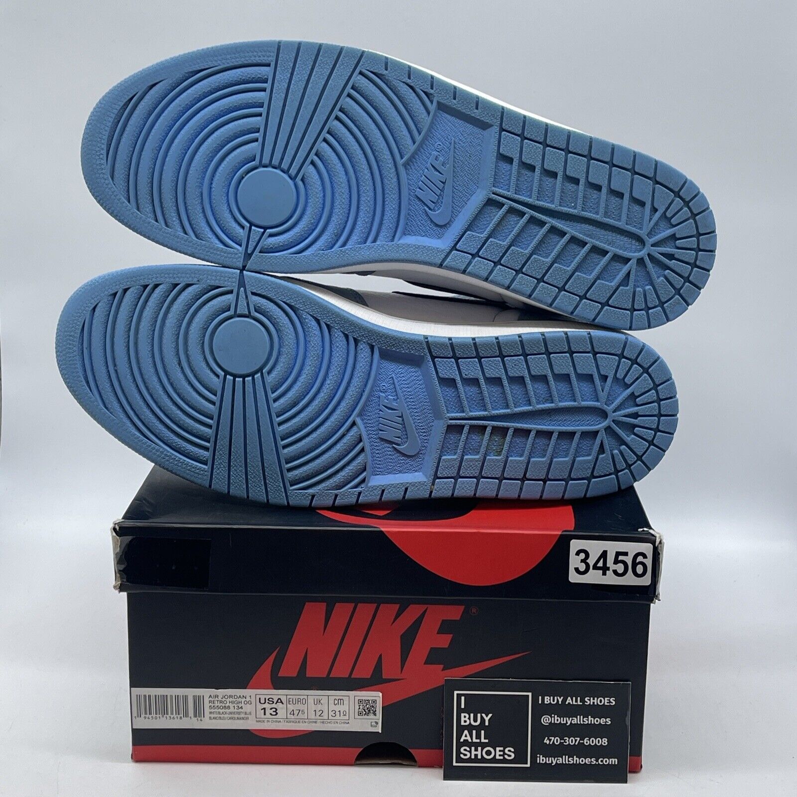 Size 13 - Jordan 1 Retro OG High University Blue White Black Leather (555088-134
