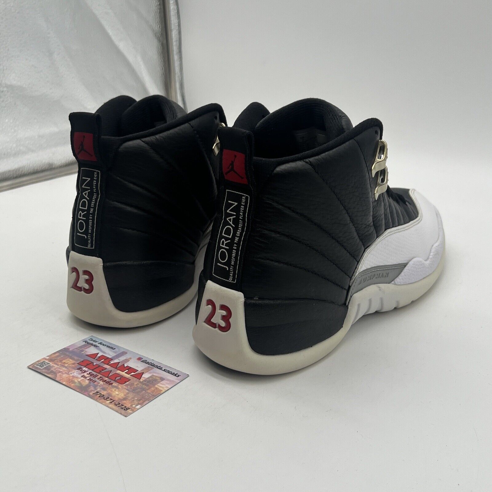 Size 10.5 - Jordan 12 Retro Mid Playoff Black White Leather Red (CT8013-006)