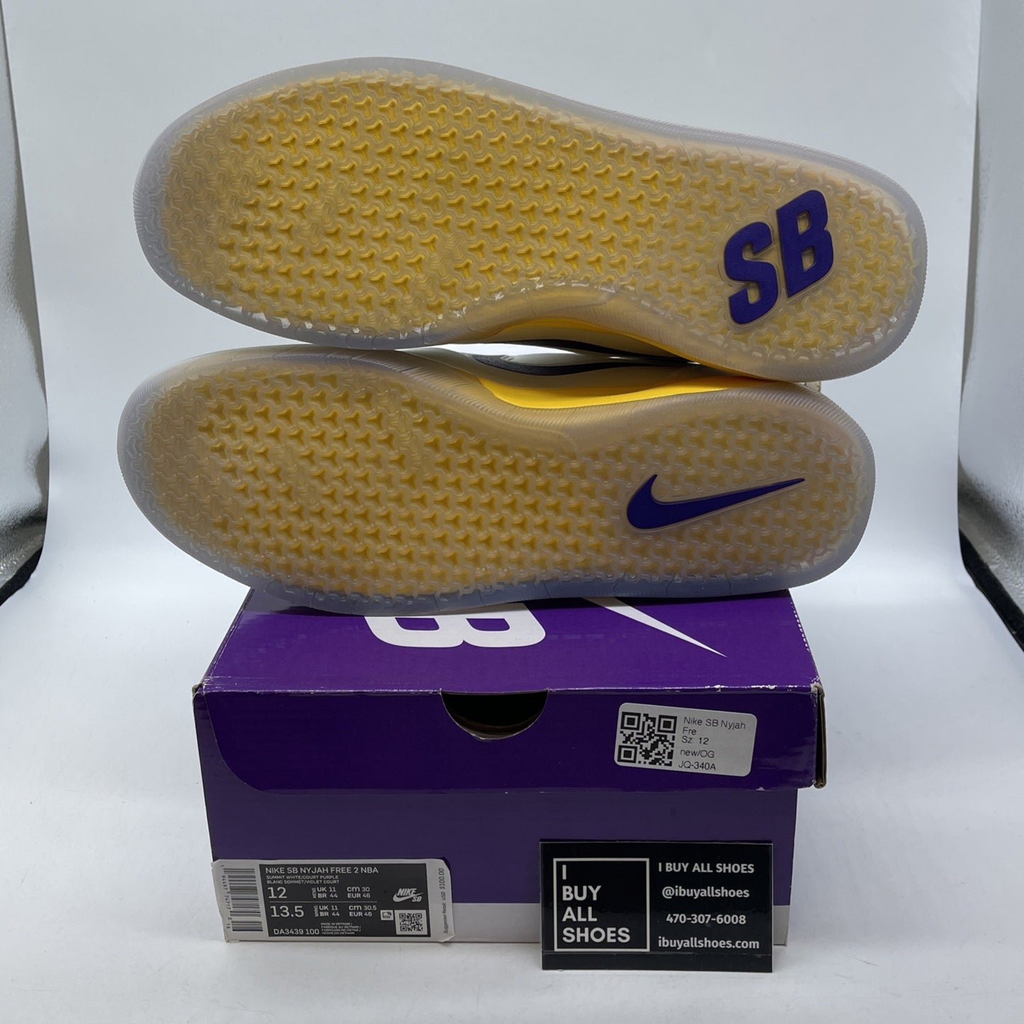 Size 12 - Nike NBA x Nyjah Free 2 SB Lakers White Leather (DA3439-100)
