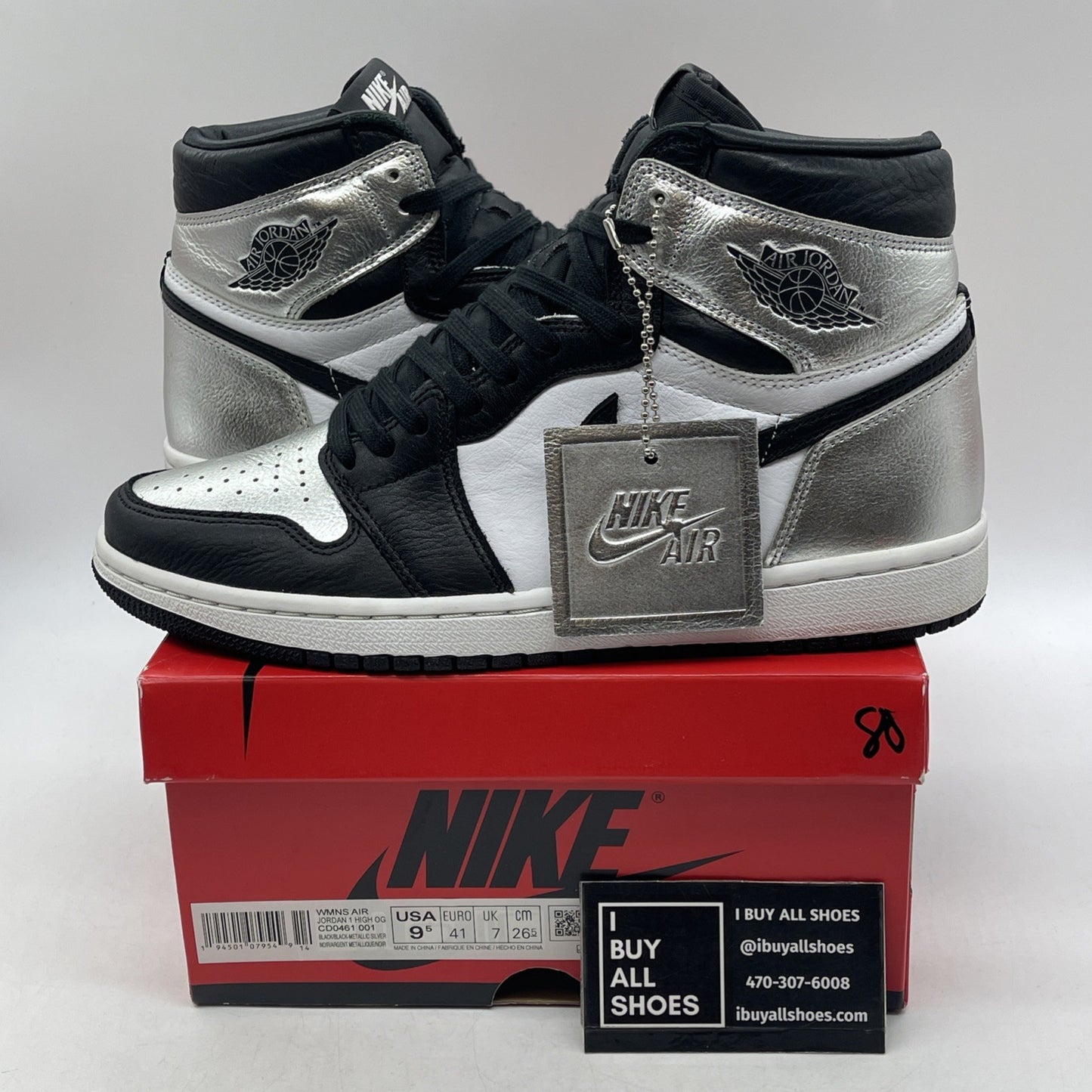 Size 9.5 - Air Jordan 1 High OG Metallic Silver (CD0461-001)