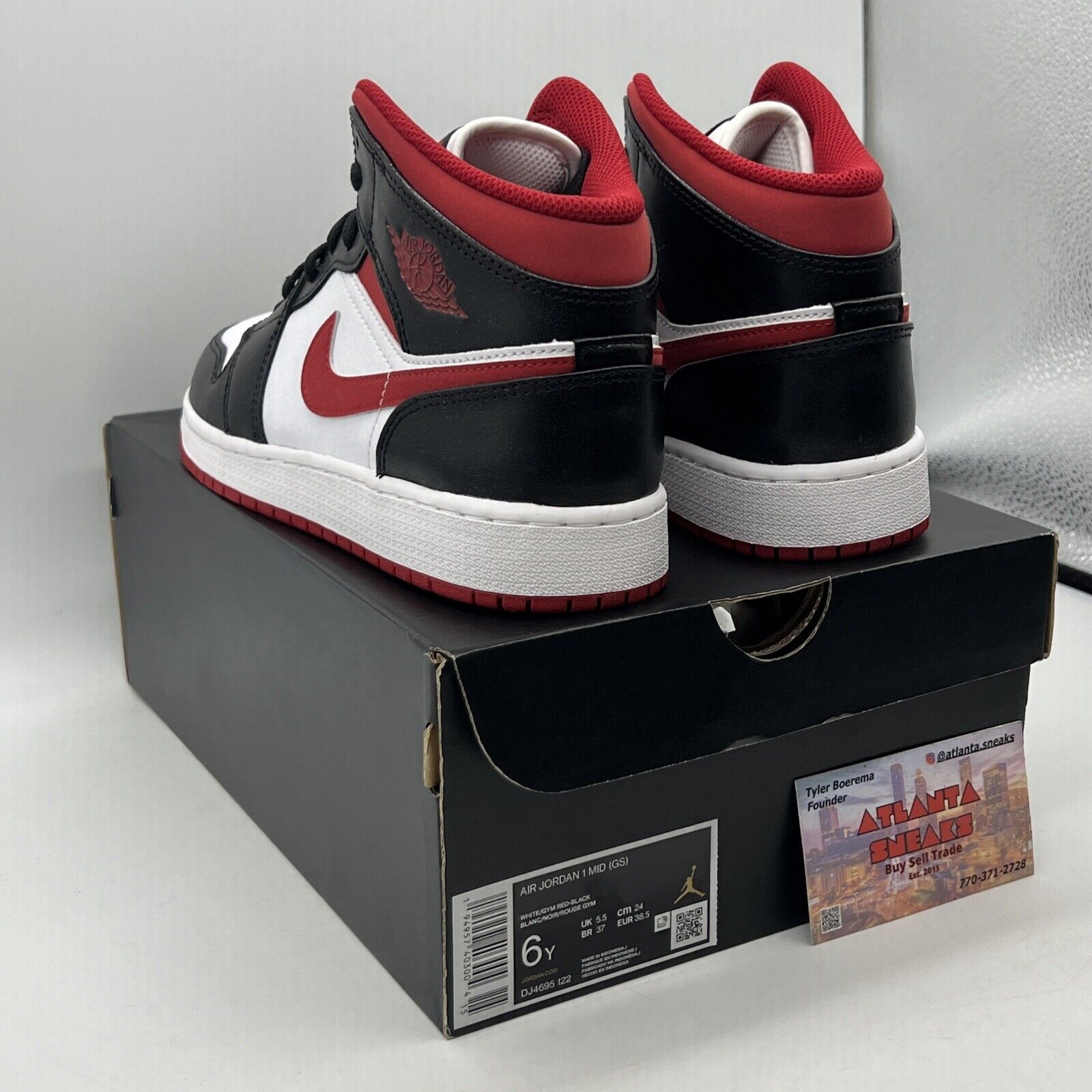 Size 6 - Jordan 1 Retro High OG Gym Red 2019 Black White Leather (DJ4695-122)