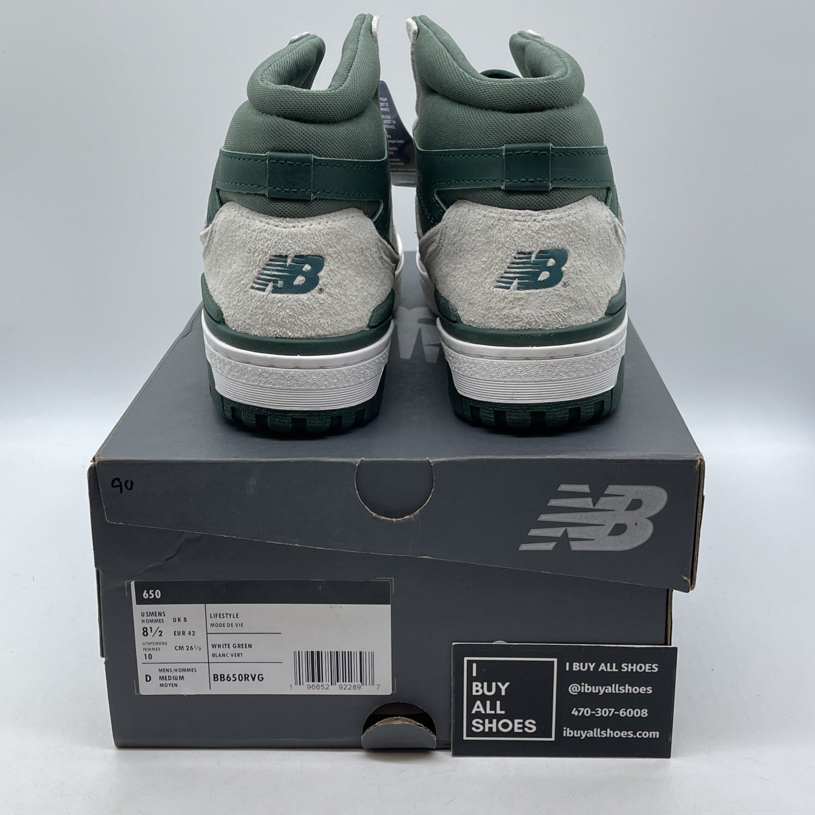 Size 8.5 - New Balance 650R Sea Salt Nightwatch Green White (BB650RVG)