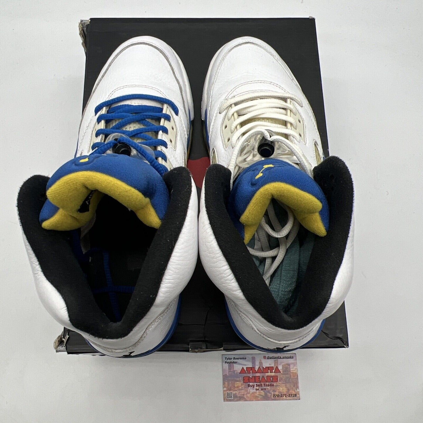 Size 10 - Air Jordan 5 Retro 2013 Laney Yellow Blue White Leather (136027-189)