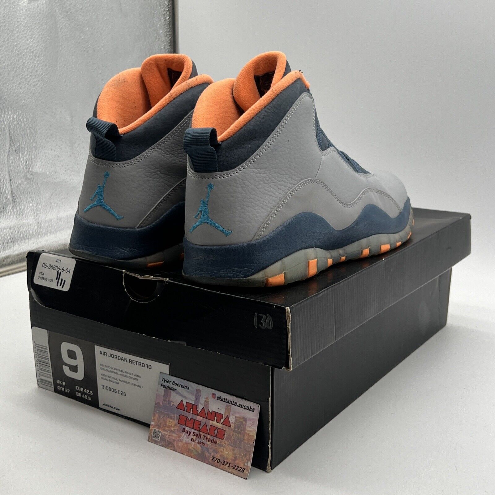 Size 9 - Air Jordan 10 Retro Bobcats Grey Orange Blue Leather (310805-026)