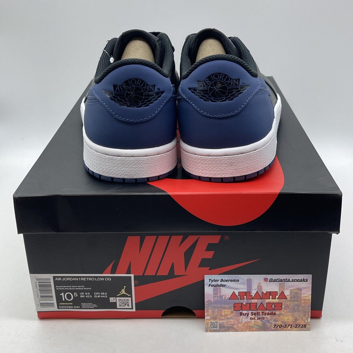 Size 10.5 - Jordan 1 Low OG Mystic Navy Black White Leather (CZ0790-041)